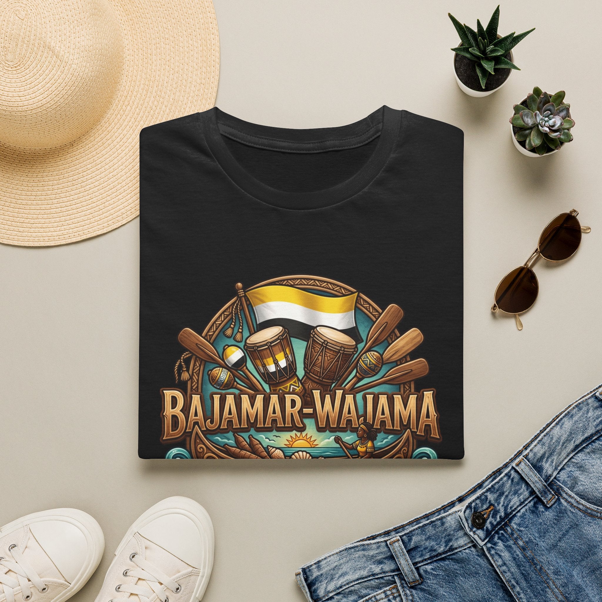 Bajamar-Wajama Cultural Festival T-Shirt – Tropical Drums & Surf Crest Tee
