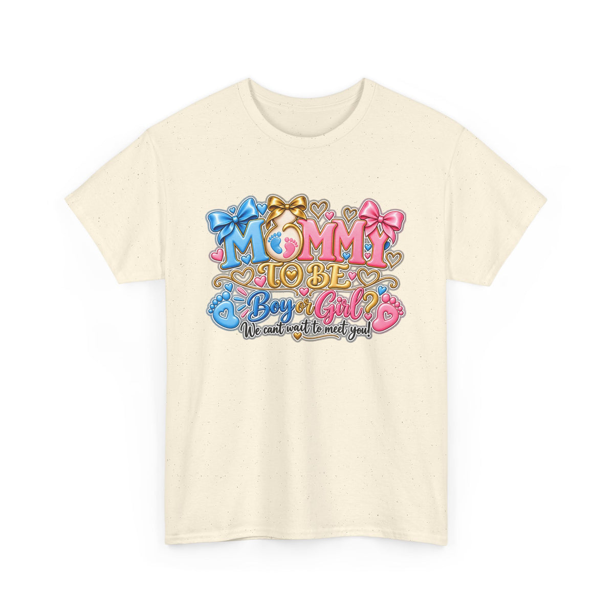 Mommy To Be Gender Reveal Tee — "Boy or Girl? We Can't Wait to Meet You" Pregnancy Shirt