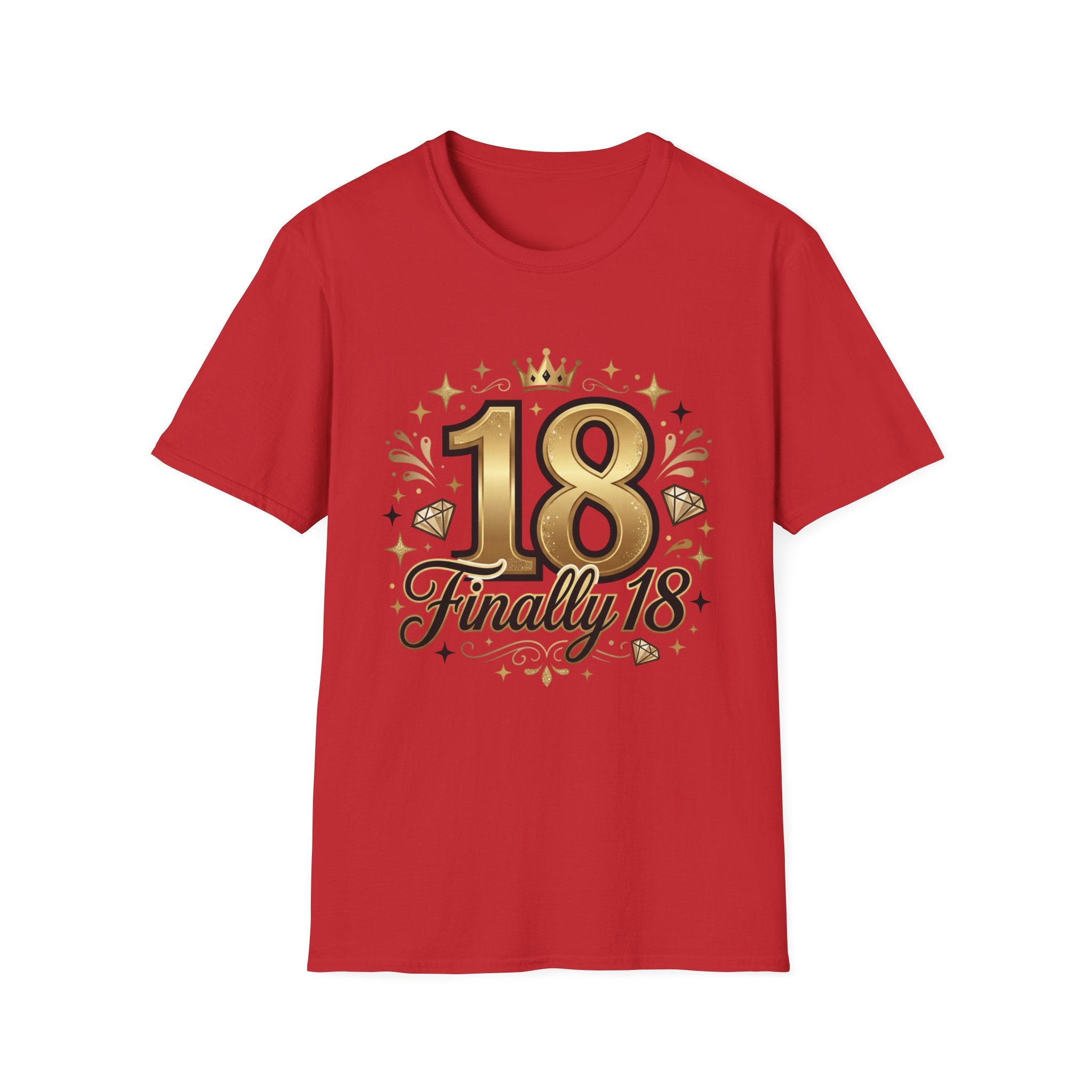18th Birthday T-Shirt — "Finally 18" Gold Celebration Tee