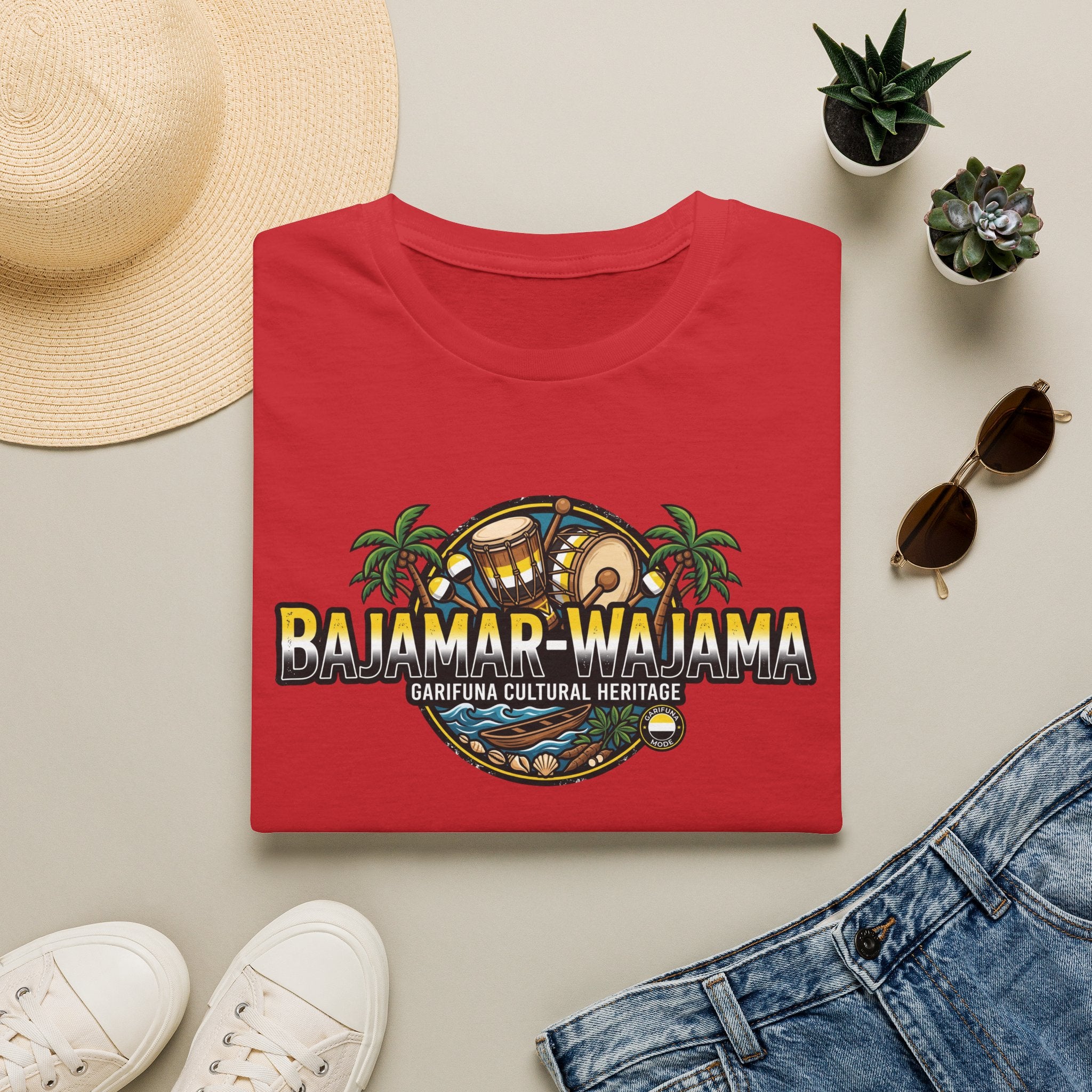 Bajamar-Wajama Cultural Heritage T-Shirt — Garifuna Drum & Island Design