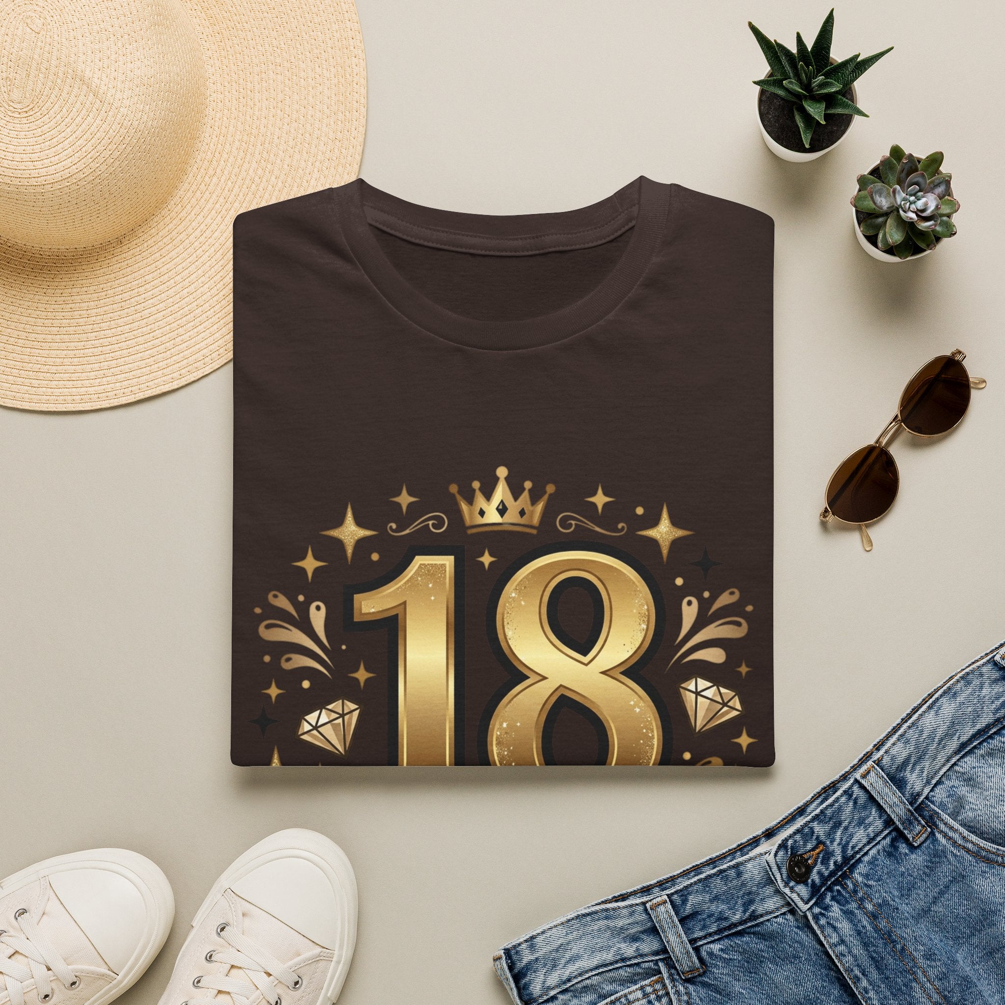 18th Birthday T-Shirt — "Finally 18" Gold Celebration Tee