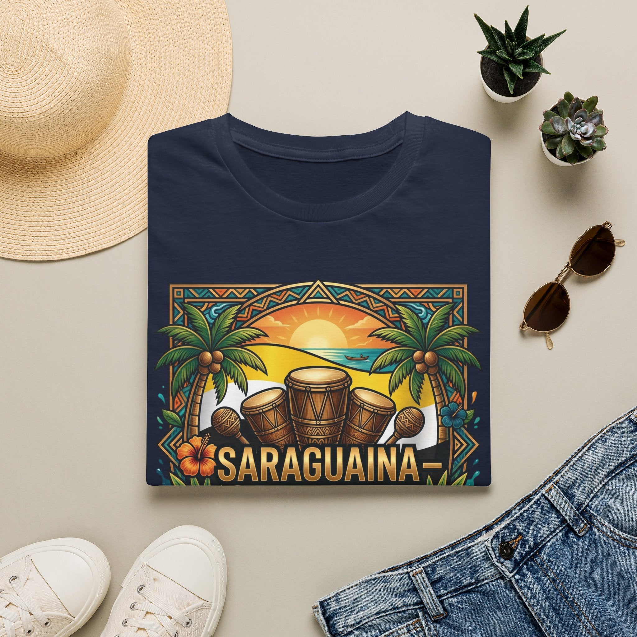 T-Shirt — Saraguaina Tropical Drum Sunset Tee
