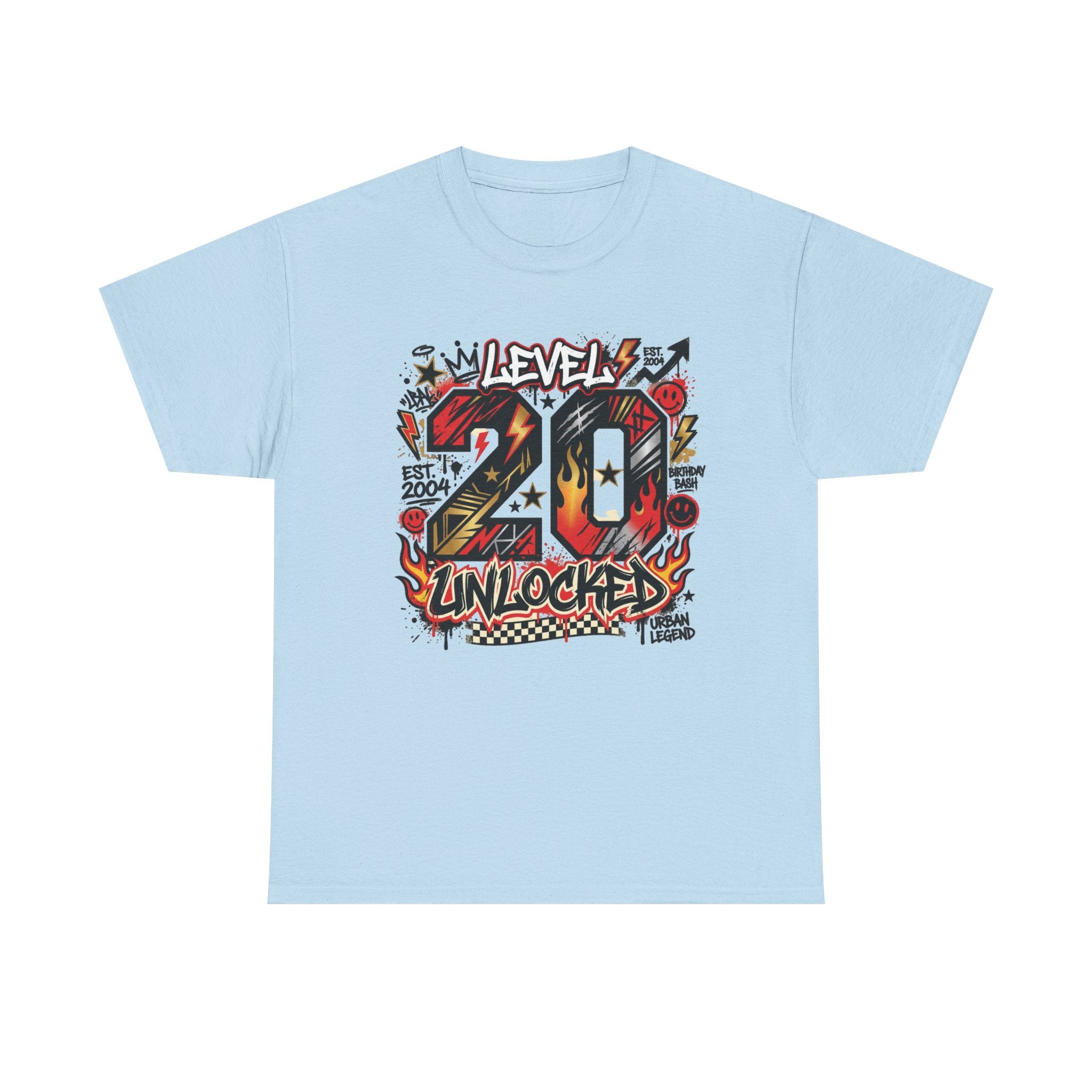 20 Unlocked Birthday T-Shirt — Retro Graffiti Style "Level 20 Unlocked" Tee