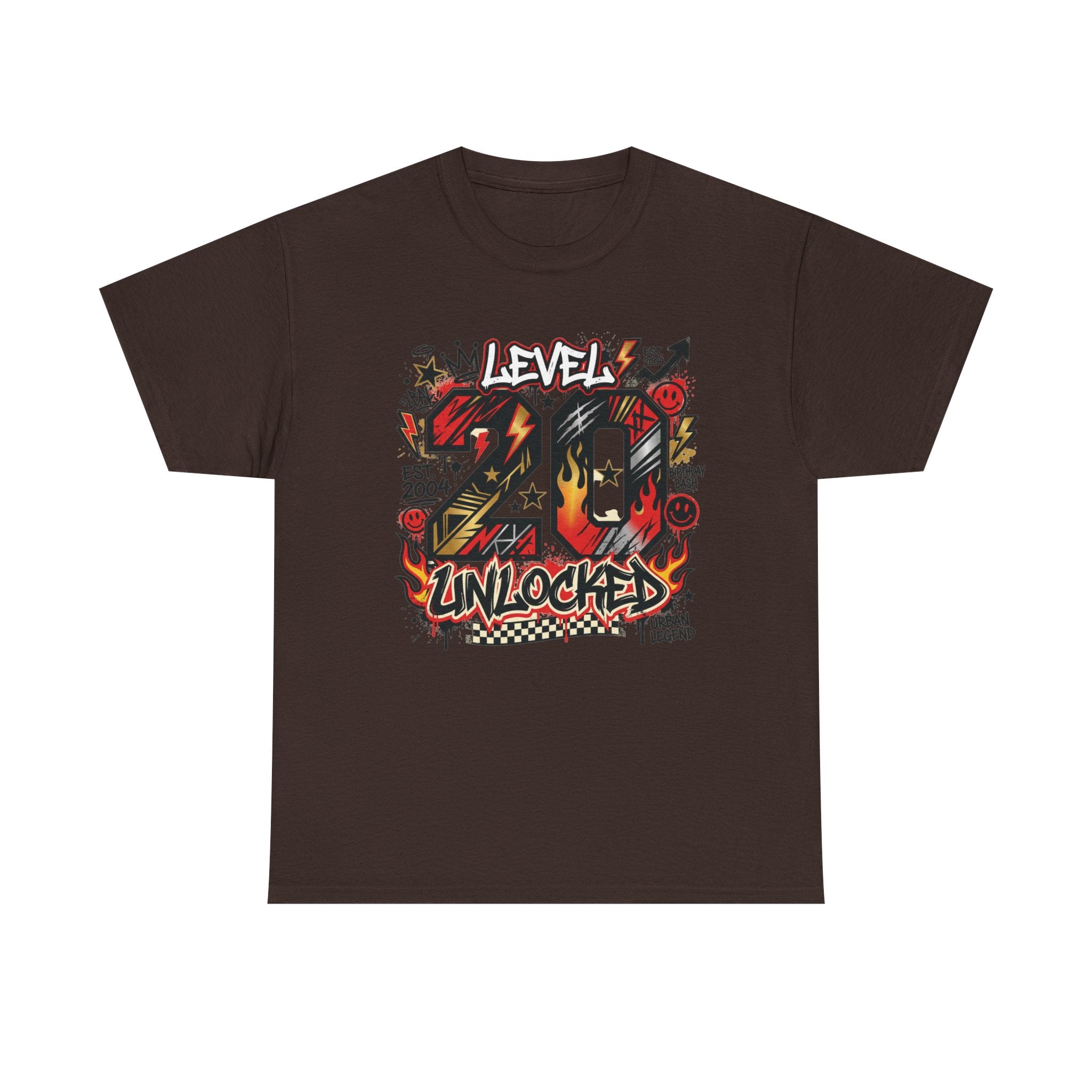 20 Unlocked Birthday T-Shirt — Retro Graffiti Style "Level 20 Unlocked" Tee
