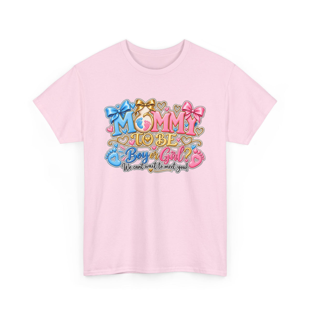 Mommy To Be Gender Reveal Tee — "Boy or Girl? We Can't Wait to Meet You" Pregnancy Shirt