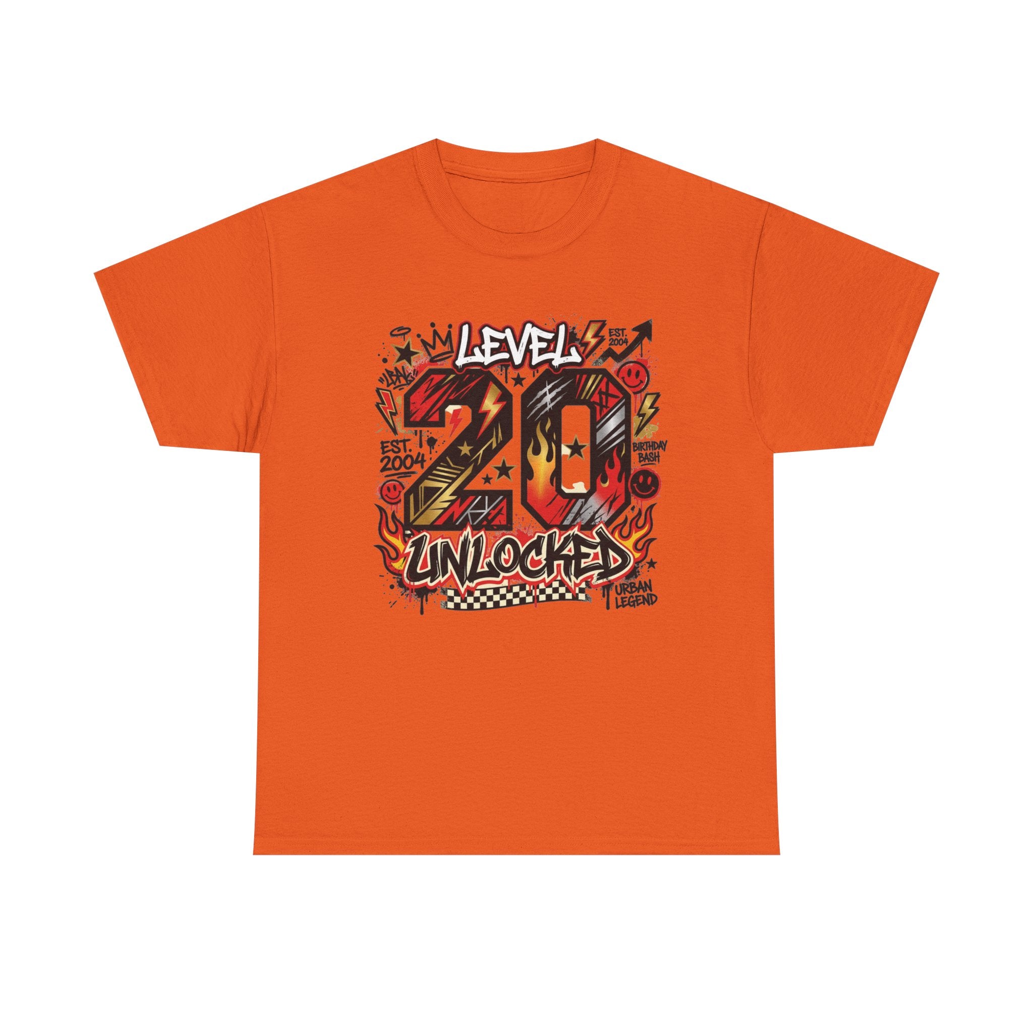 20 Unlocked Birthday T-Shirt — Retro Graffiti Style "Level 20 Unlocked" Tee