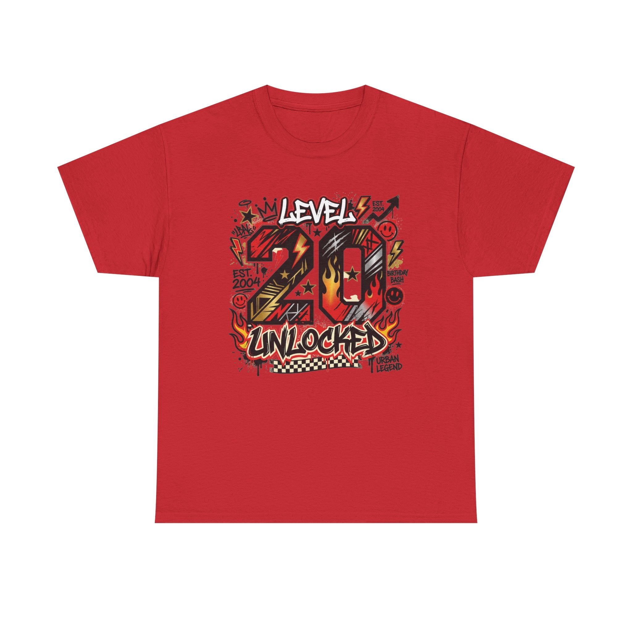 20 Unlocked Birthday T-Shirt — Retro Graffiti Style "Level 20 Unlocked" Tee