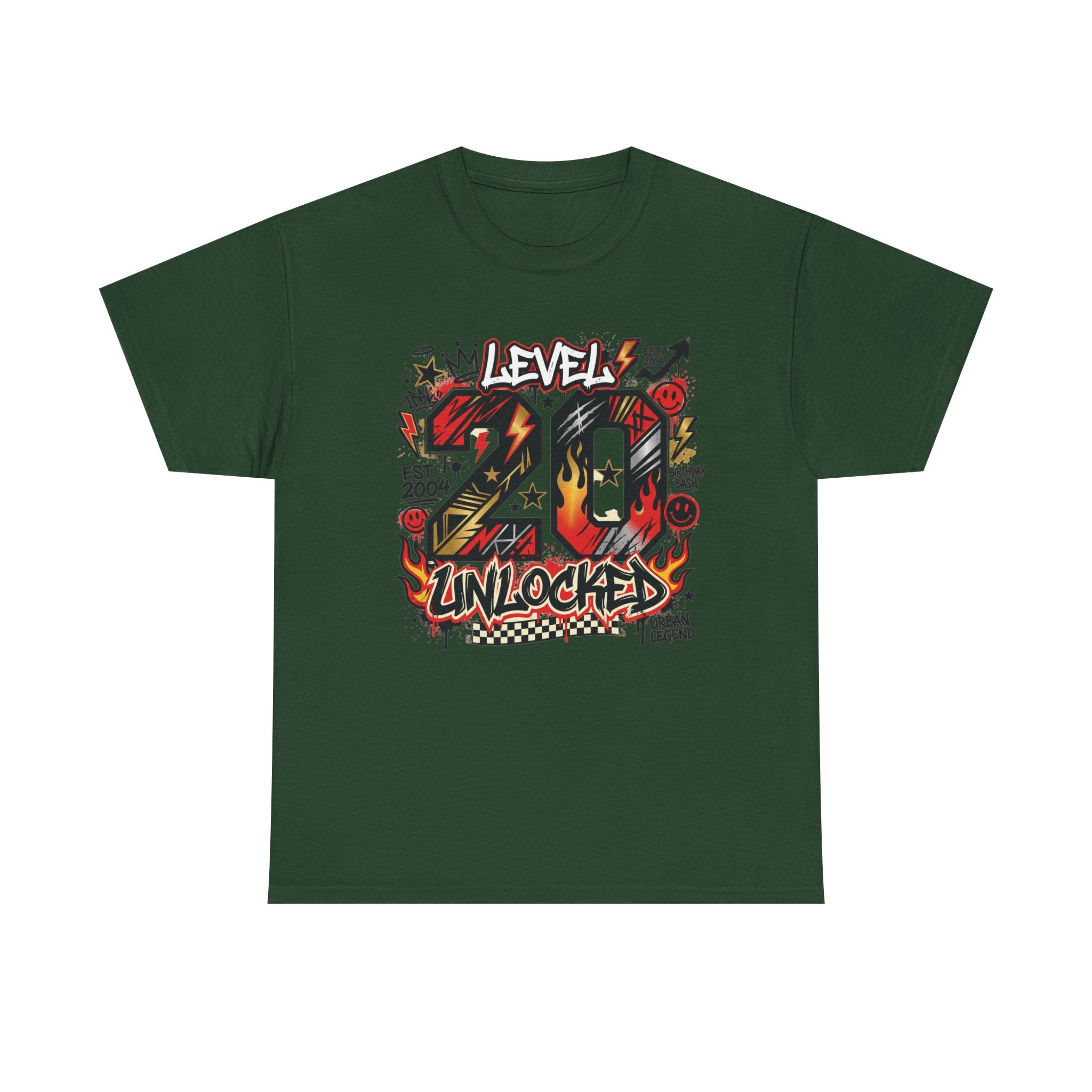 20 Unlocked Birthday T-Shirt — Retro Graffiti Style "Level 20 Unlocked" Tee