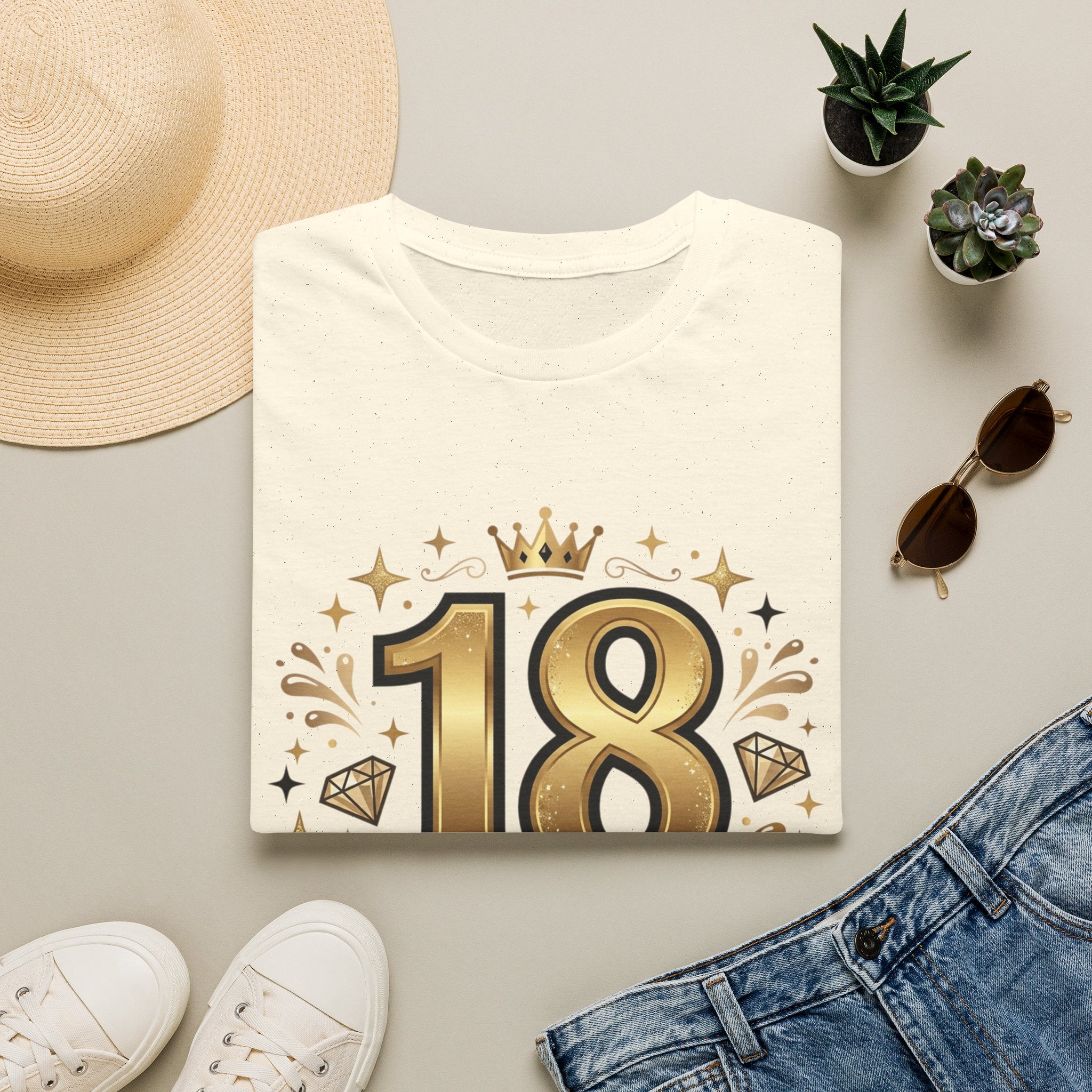 18th Birthday T-Shirt — "Finally 18" Gold Celebration Tee