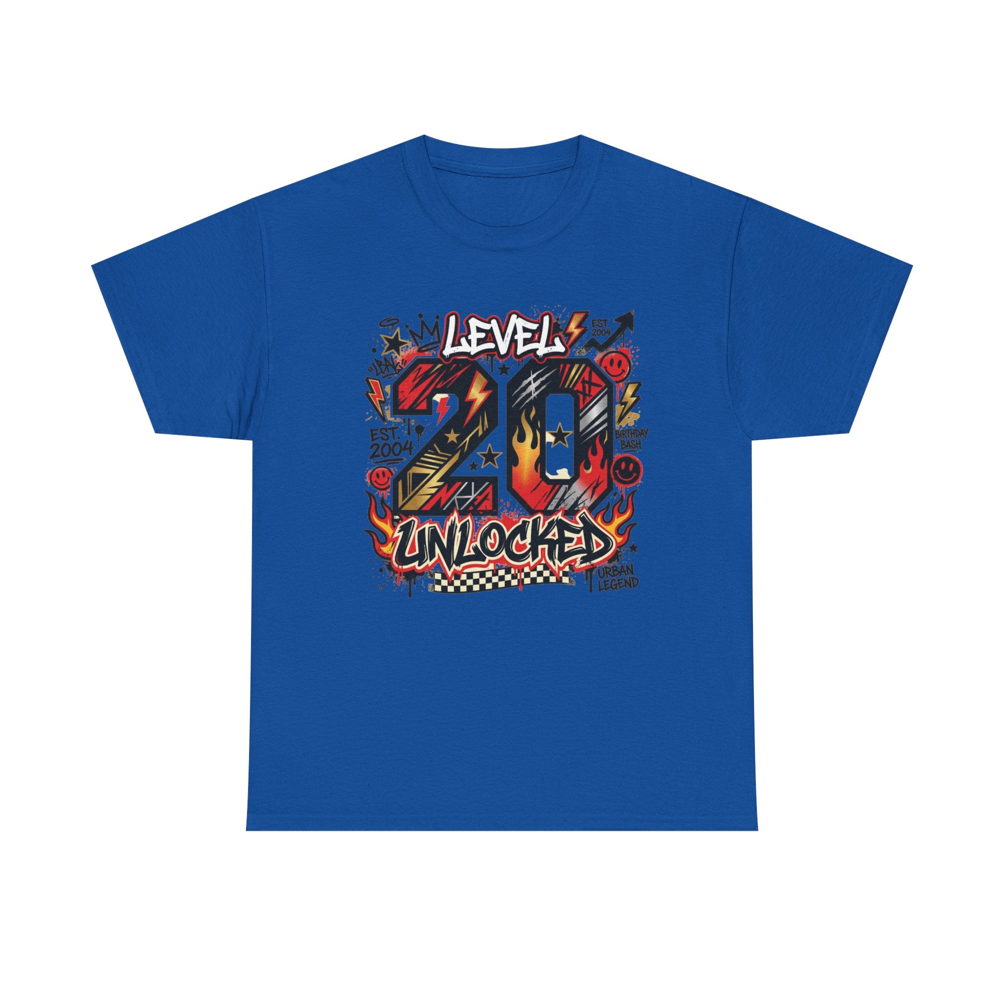 20 Unlocked Birthday T-Shirt — Retro Graffiti Style "Level 20 Unlocked" Tee