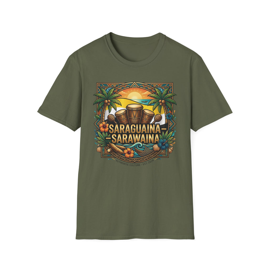 T-Shirt — Saraguaina Tropical Drum Sunset Tee