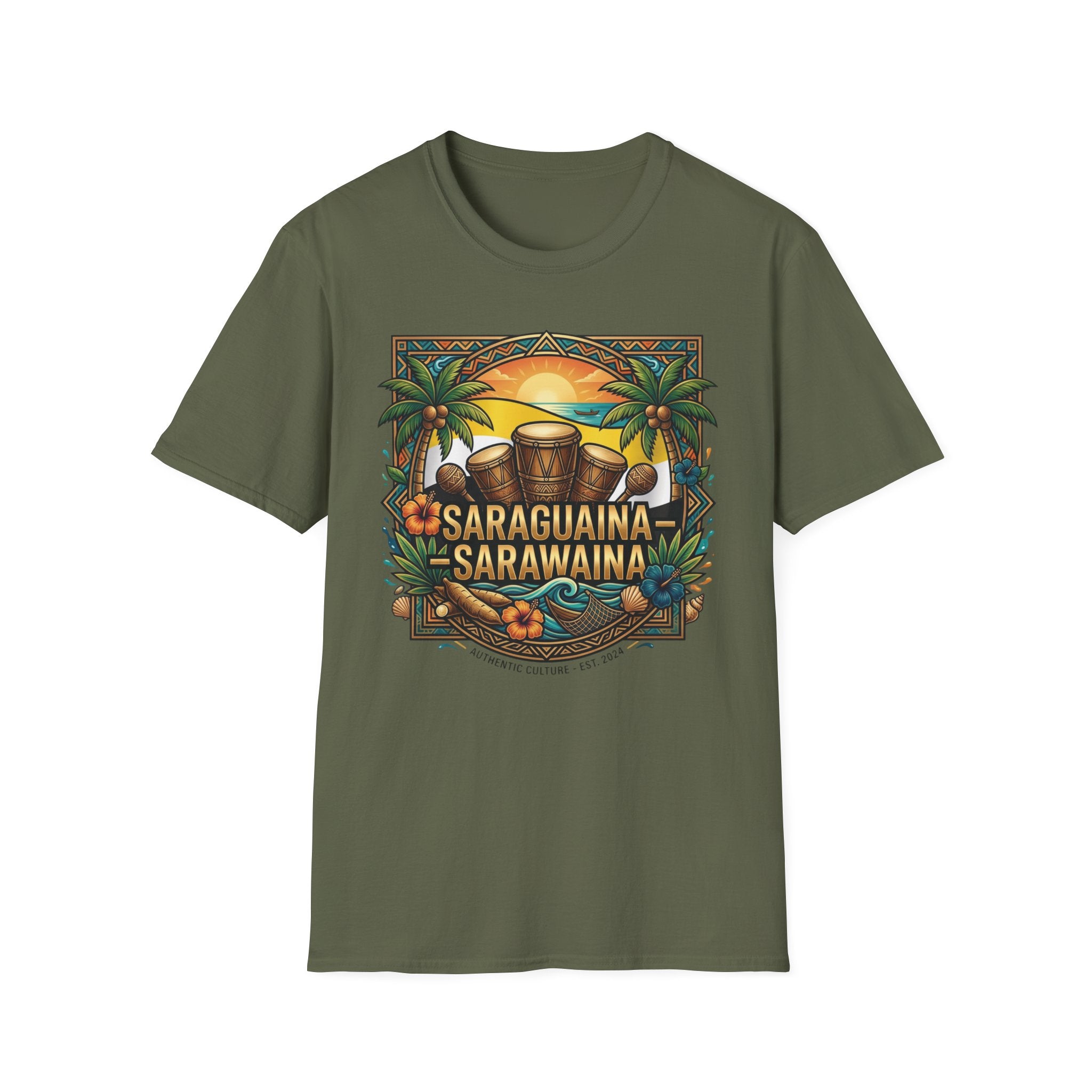 T-Shirt — Saraguaina Tropical Drum Sunset Tee