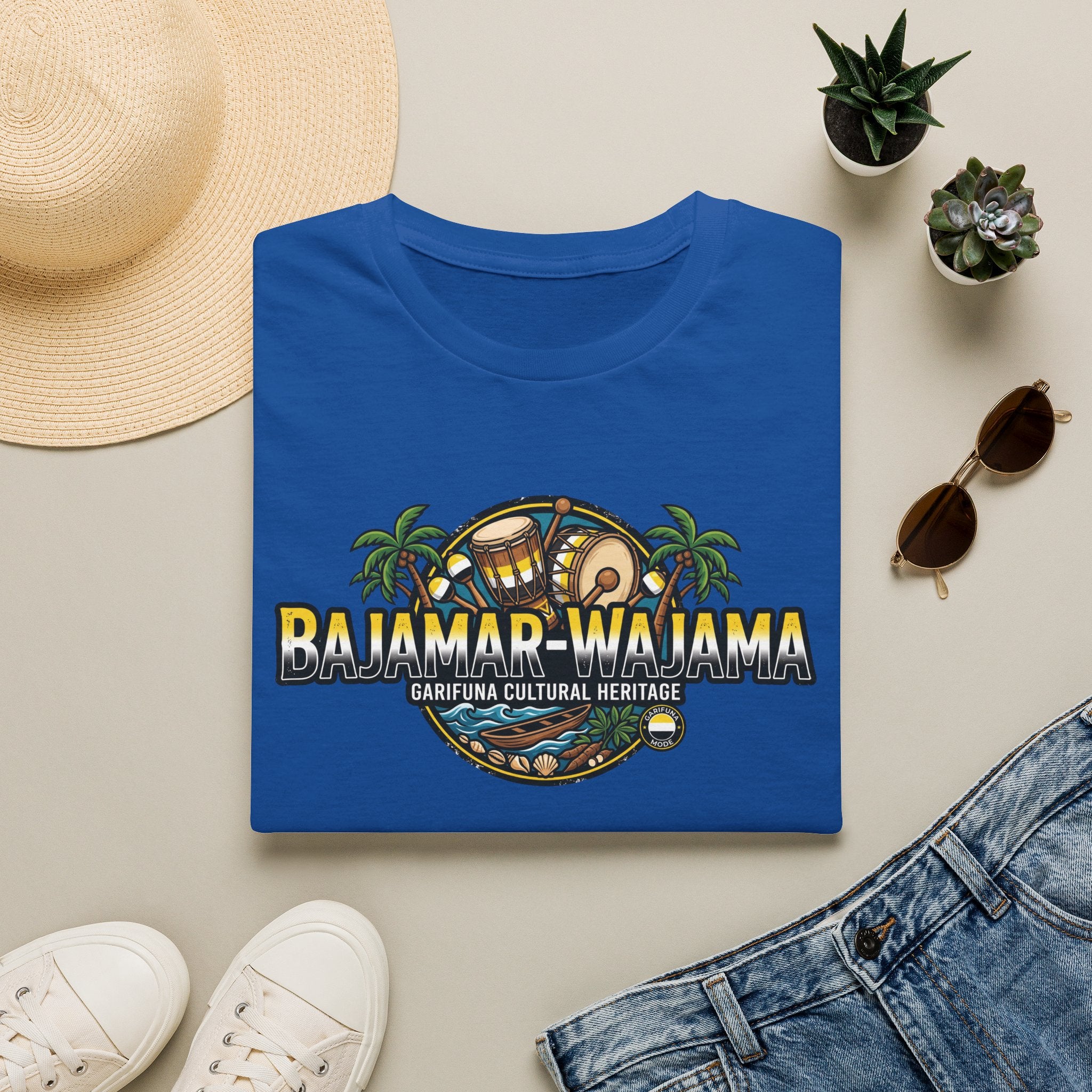 Bajamar-Wajama Cultural Heritage T-Shirt — Garifuna Drum & Island Design