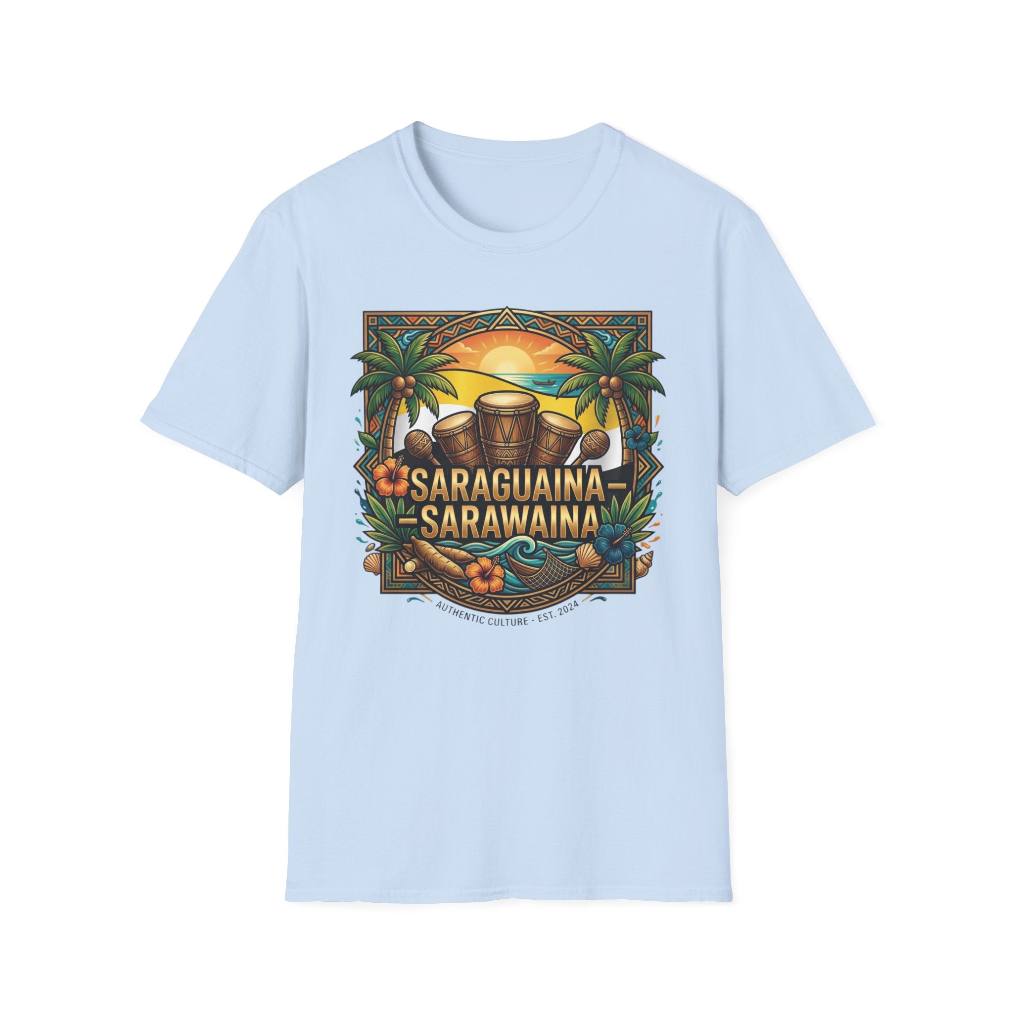 T-Shirt — Saraguaina Tropical Drum Sunset Tee