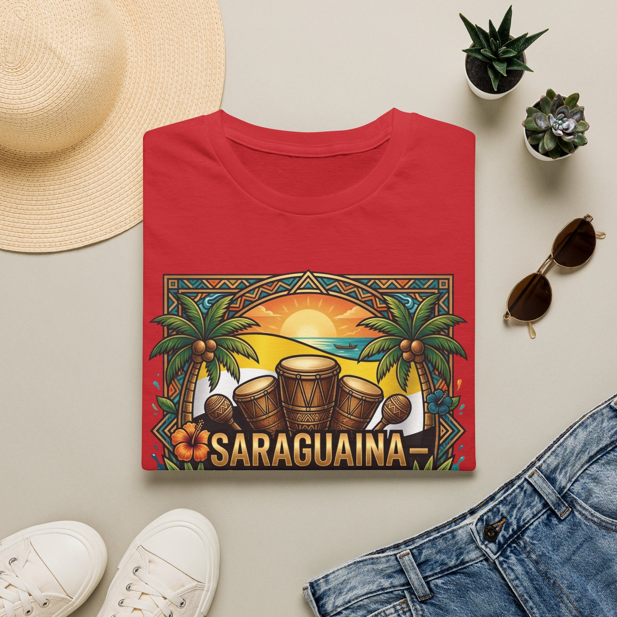 T-Shirt — Saraguaina Tropical Drum Sunset Tee