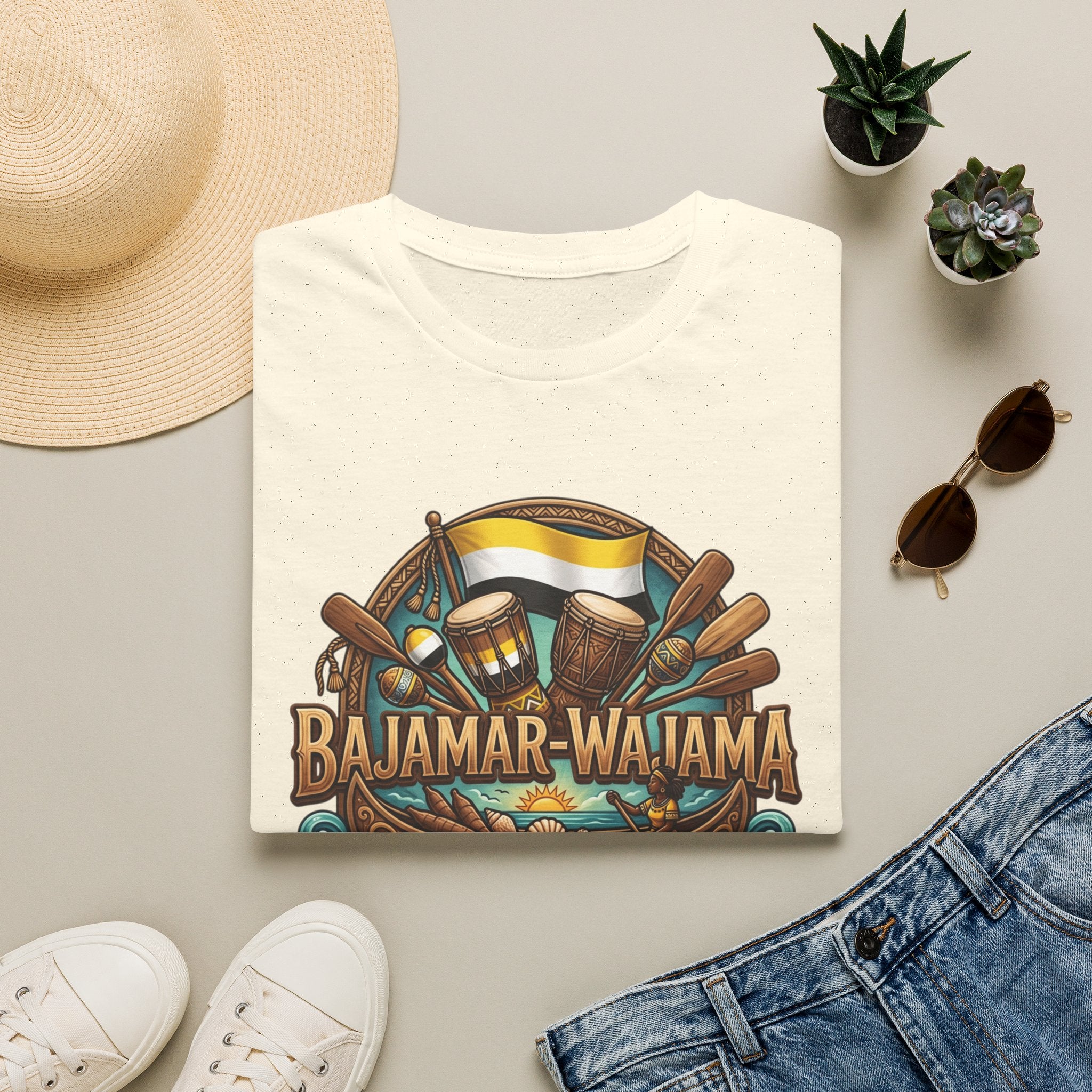 Bajamar-Wajama Cultural Festival T-Shirt – Tropical Drums & Surf Crest Tee