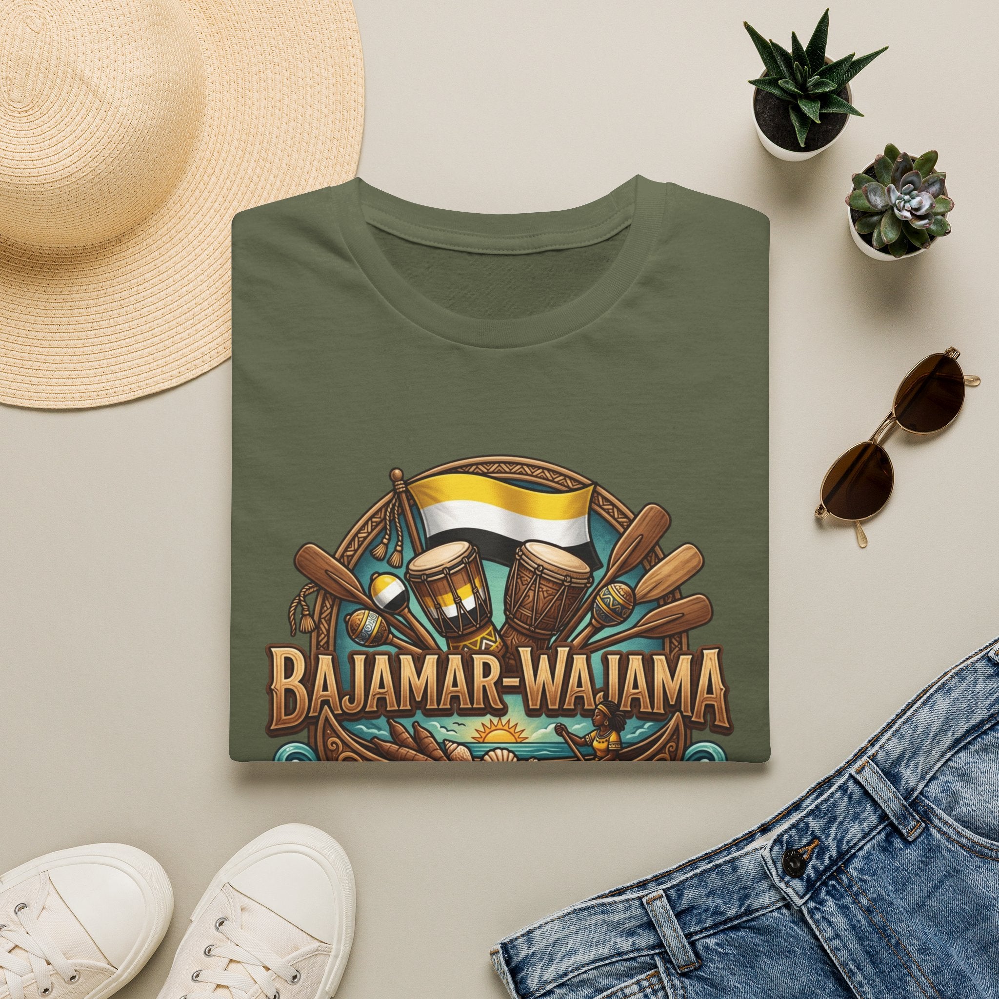Bajamar-Wajama Cultural Festival T-Shirt – Tropical Drums & Surf Crest Tee