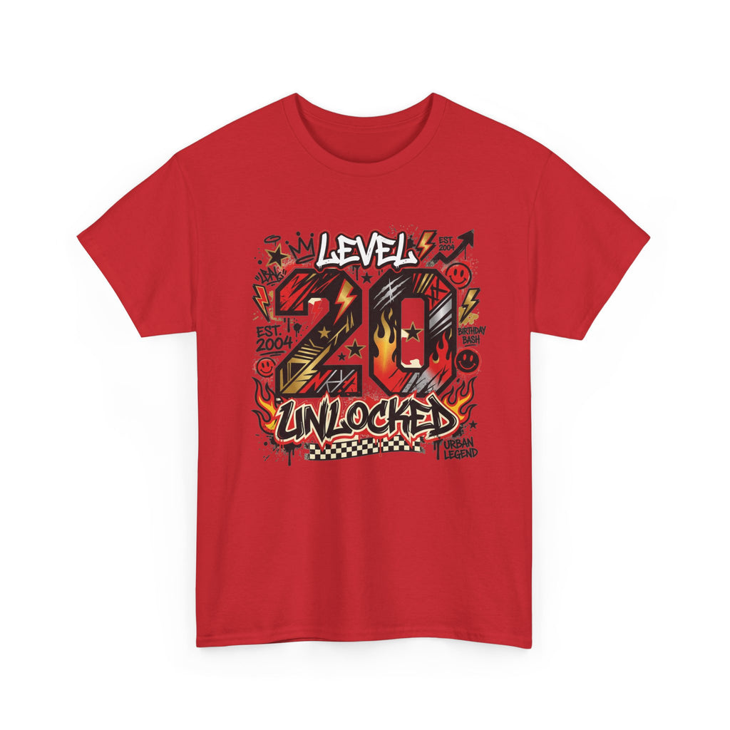 20 Unlocked Birthday T-Shirt — Retro Graffiti Style "Level 20 Unlocked" Tee