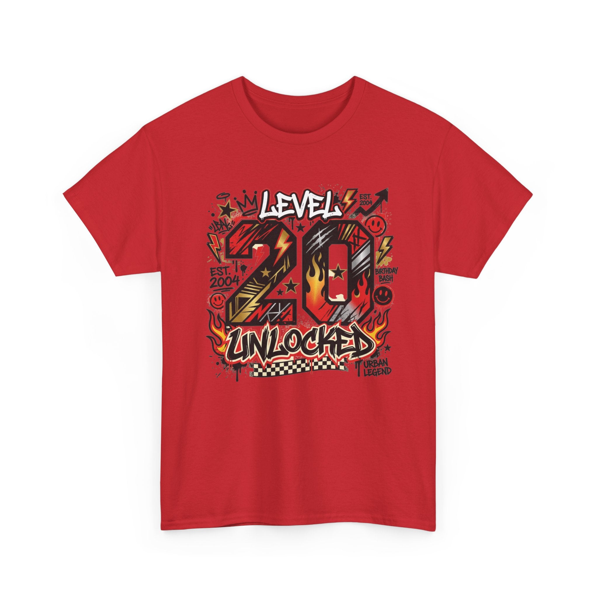 20 Unlocked Birthday T-Shirt — Retro Graffiti Style "Level 20 Unlocked" Tee
