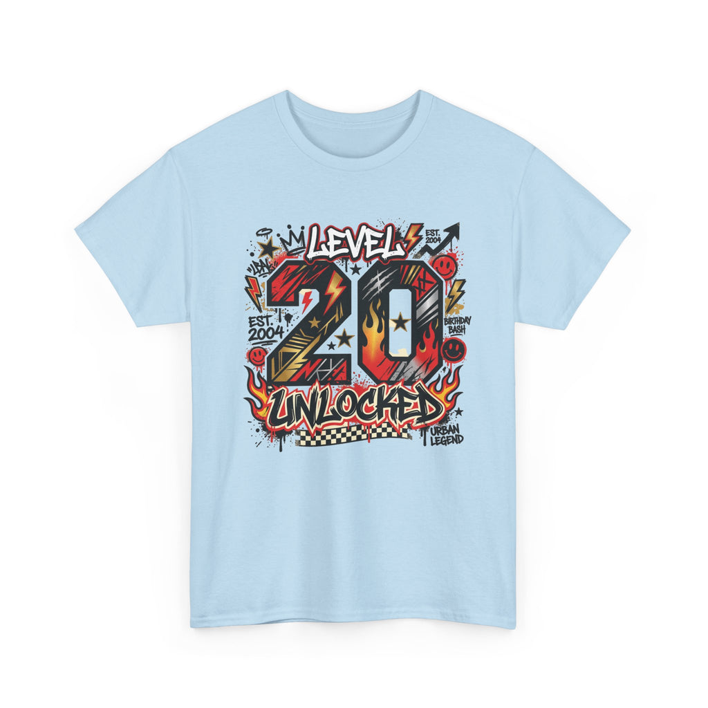 20 Unlocked Birthday T-Shirt — Retro Graffiti Style "Level 20 Unlocked" Tee