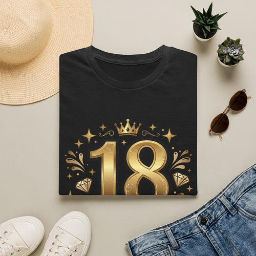18th Birthday T-Shirt — "Finally 18" Gold Celebration Tee
