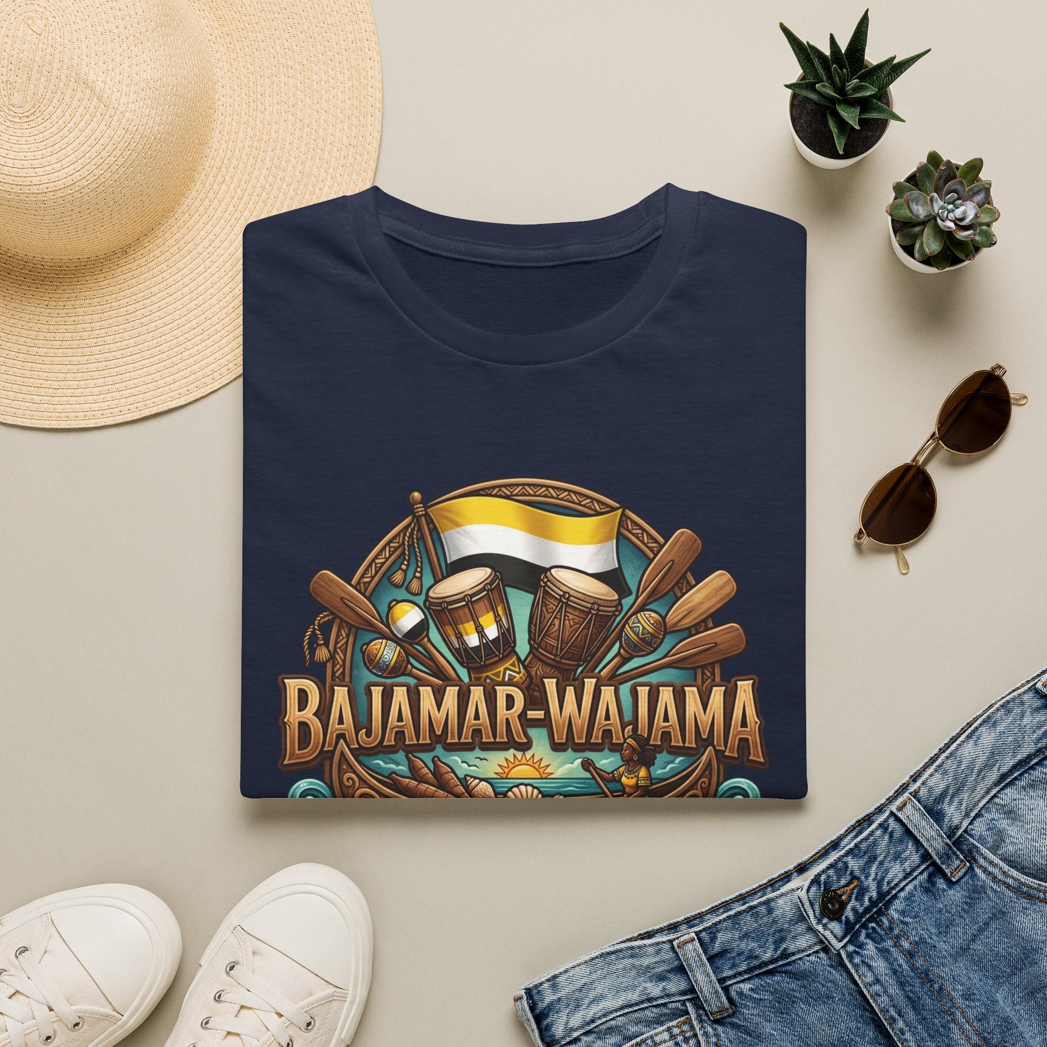 Bajamar-Wajama Cultural Festival T-Shirt – Tropical Drums & Surf Crest Tee