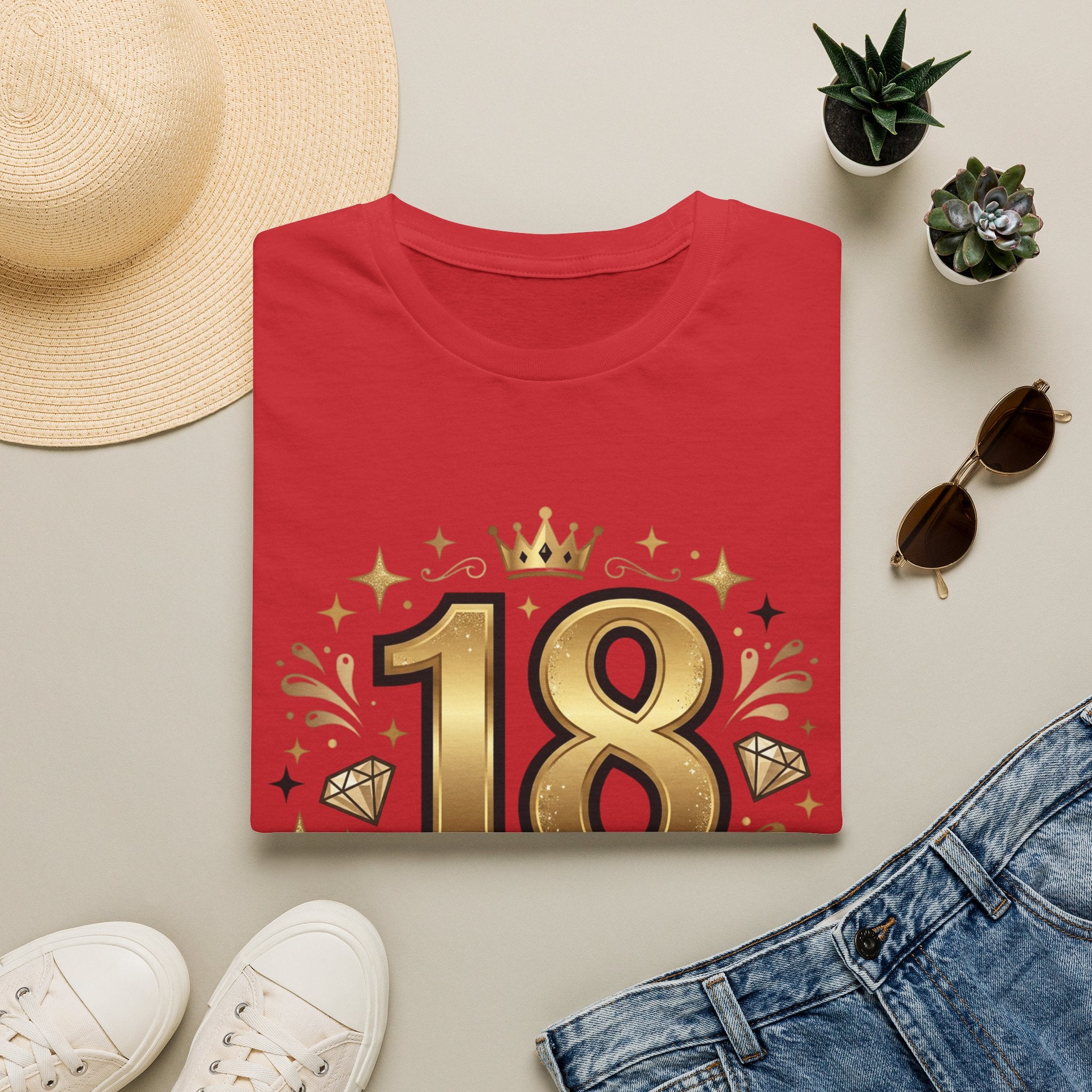 18th Birthday T-Shirt — "Finally 18" Gold Celebration Tee