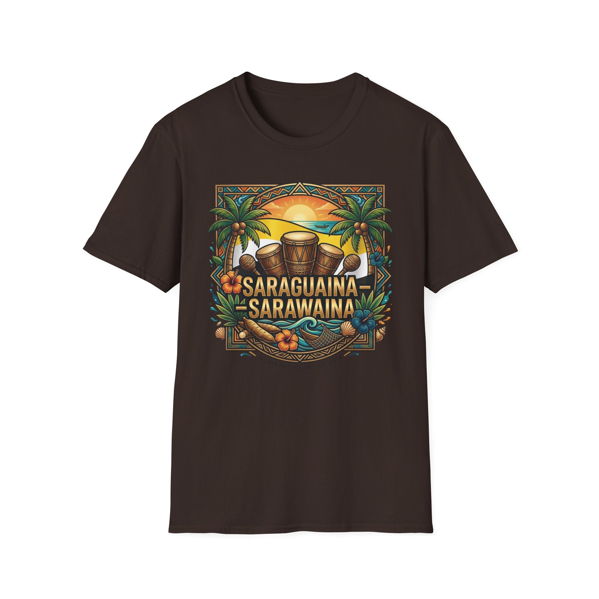 T-Shirt — Saraguaina Tropical Drum Sunset Tee