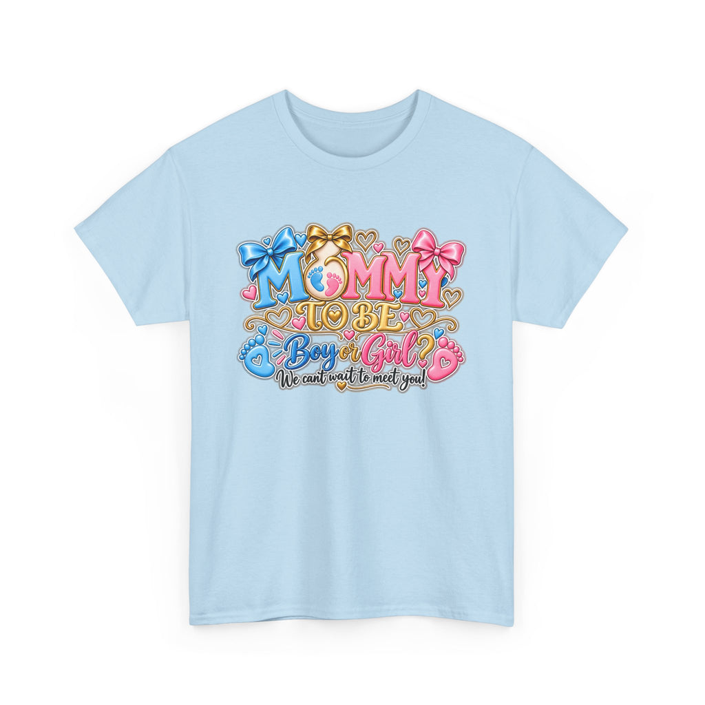 Mommy To Be Gender Reveal Tee — "Boy or Girl? We Can't Wait to Meet You" Pregnancy Shirt