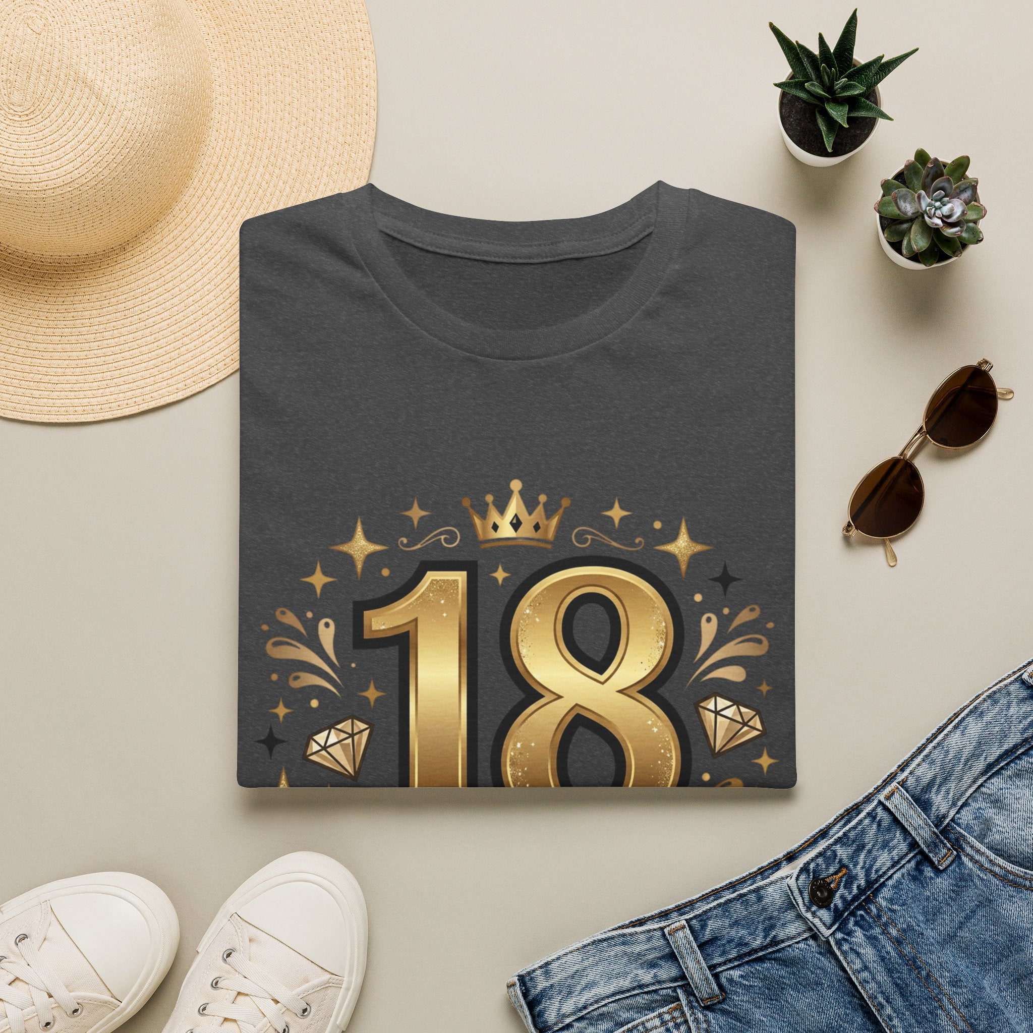 18th Birthday T-Shirt — "Finally 18" Gold Celebration Tee