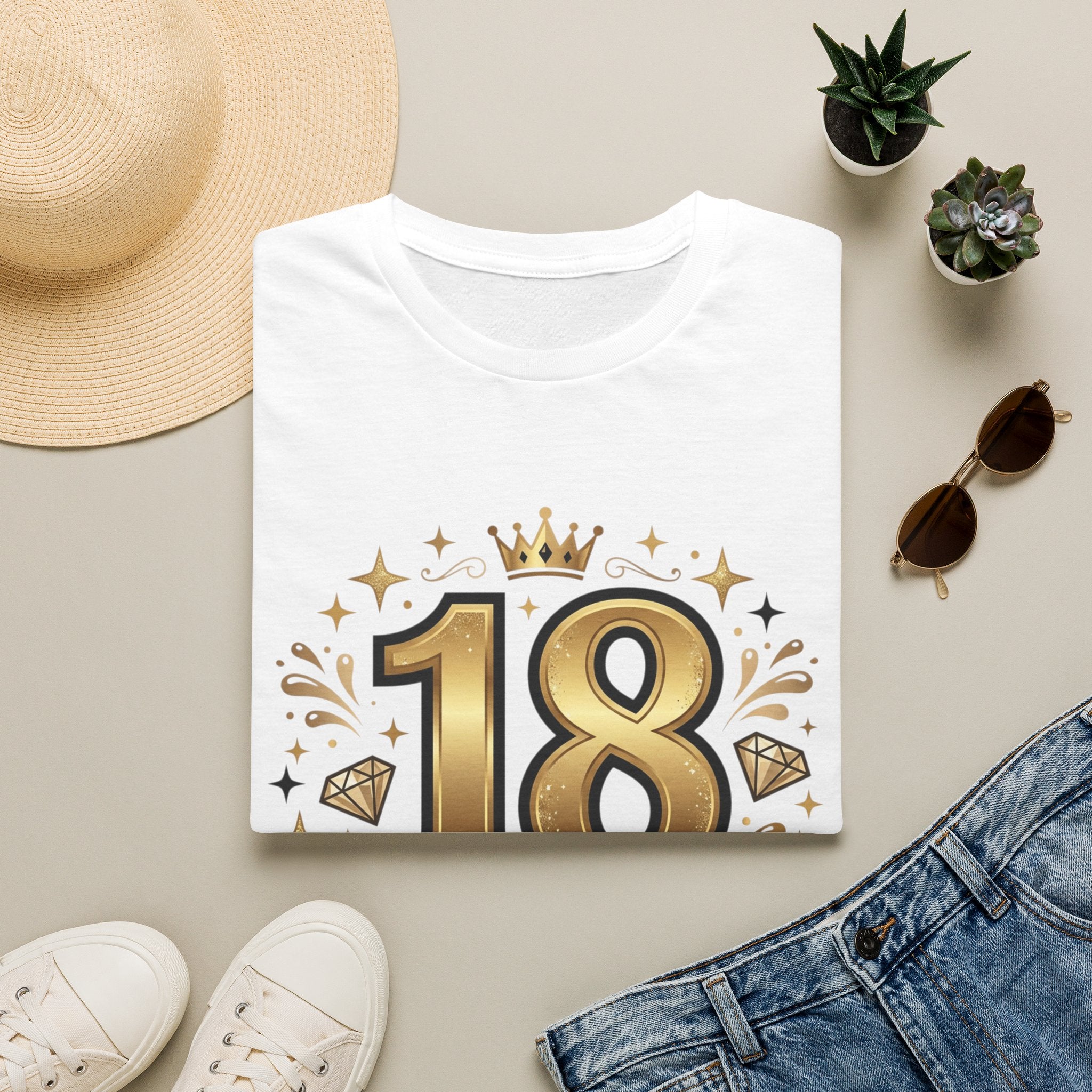 18th Birthday T-Shirt — "Finally 18" Gold Celebration Tee