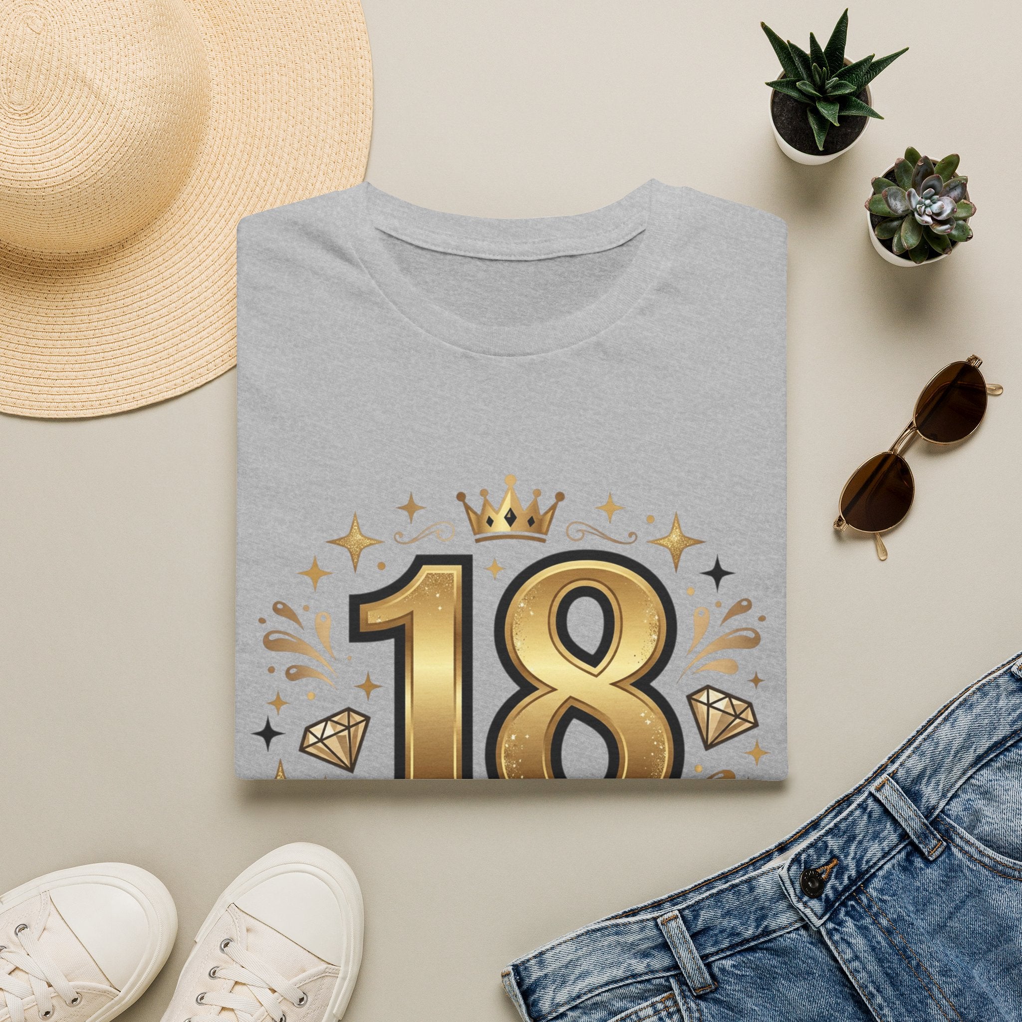 18th Birthday T-Shirt — "Finally 18" Gold Celebration Tee