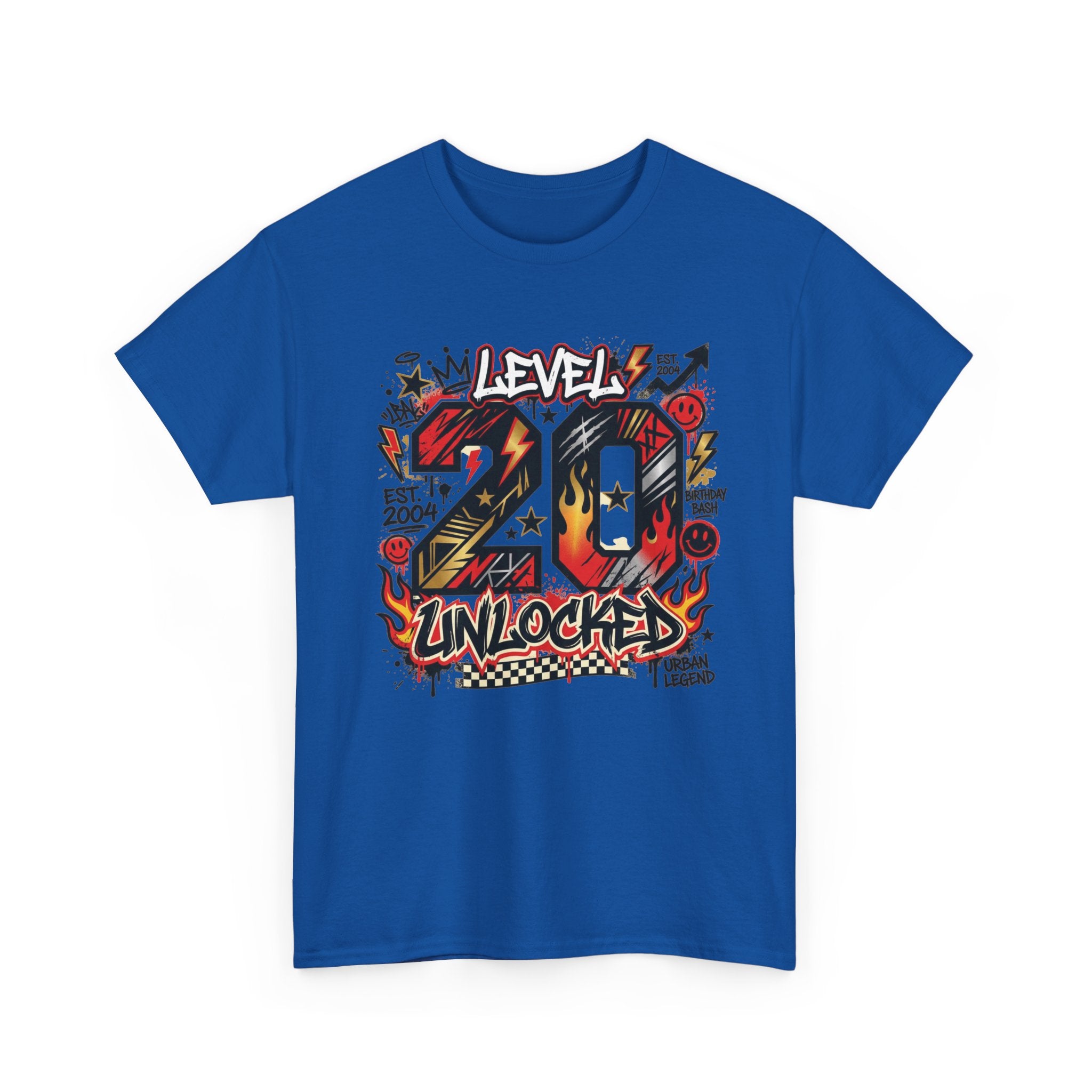 20 Unlocked Birthday T-Shirt — Retro Graffiti Style "Level 20 Unlocked" Tee