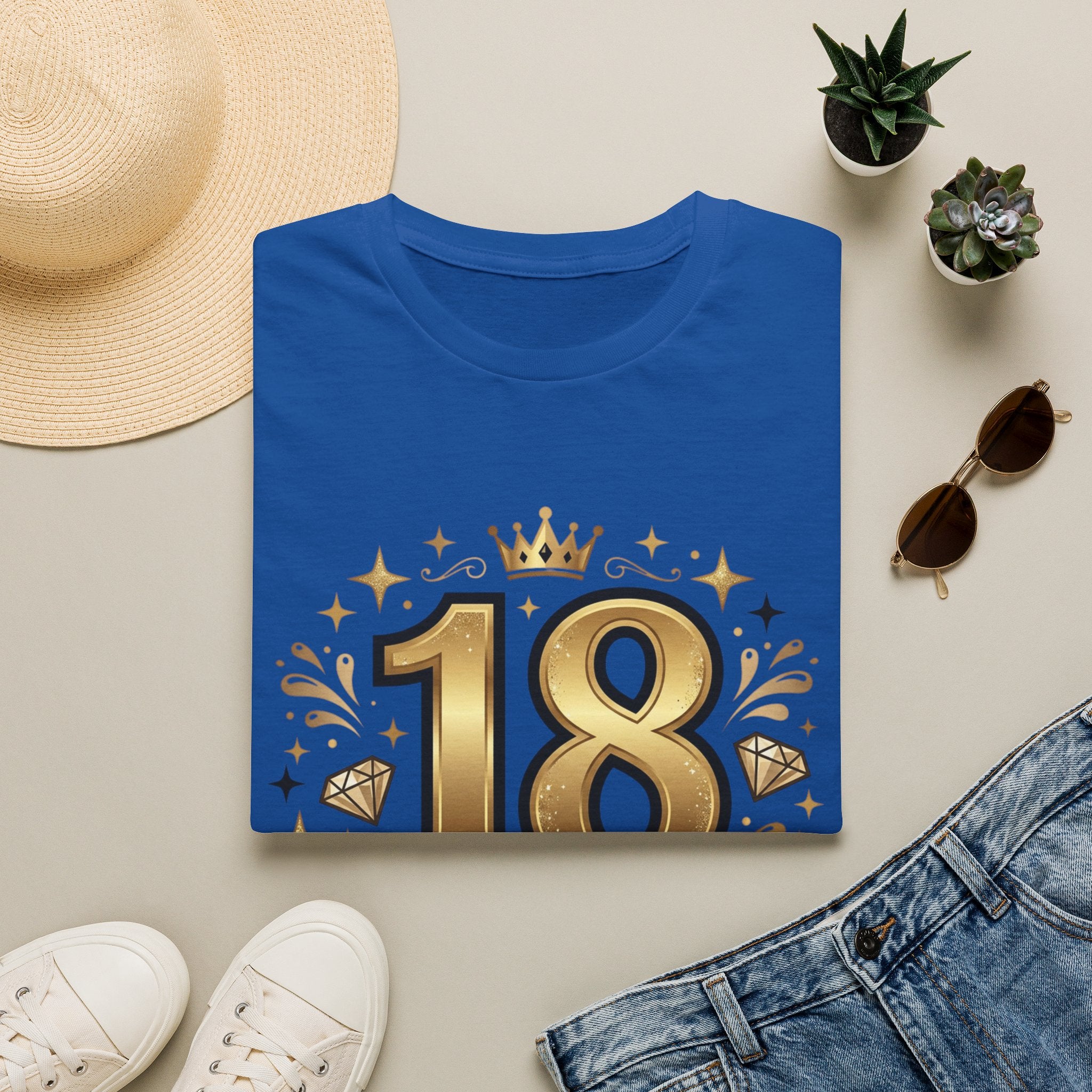 18th Birthday T-Shirt — "Finally 18" Gold Celebration Tee