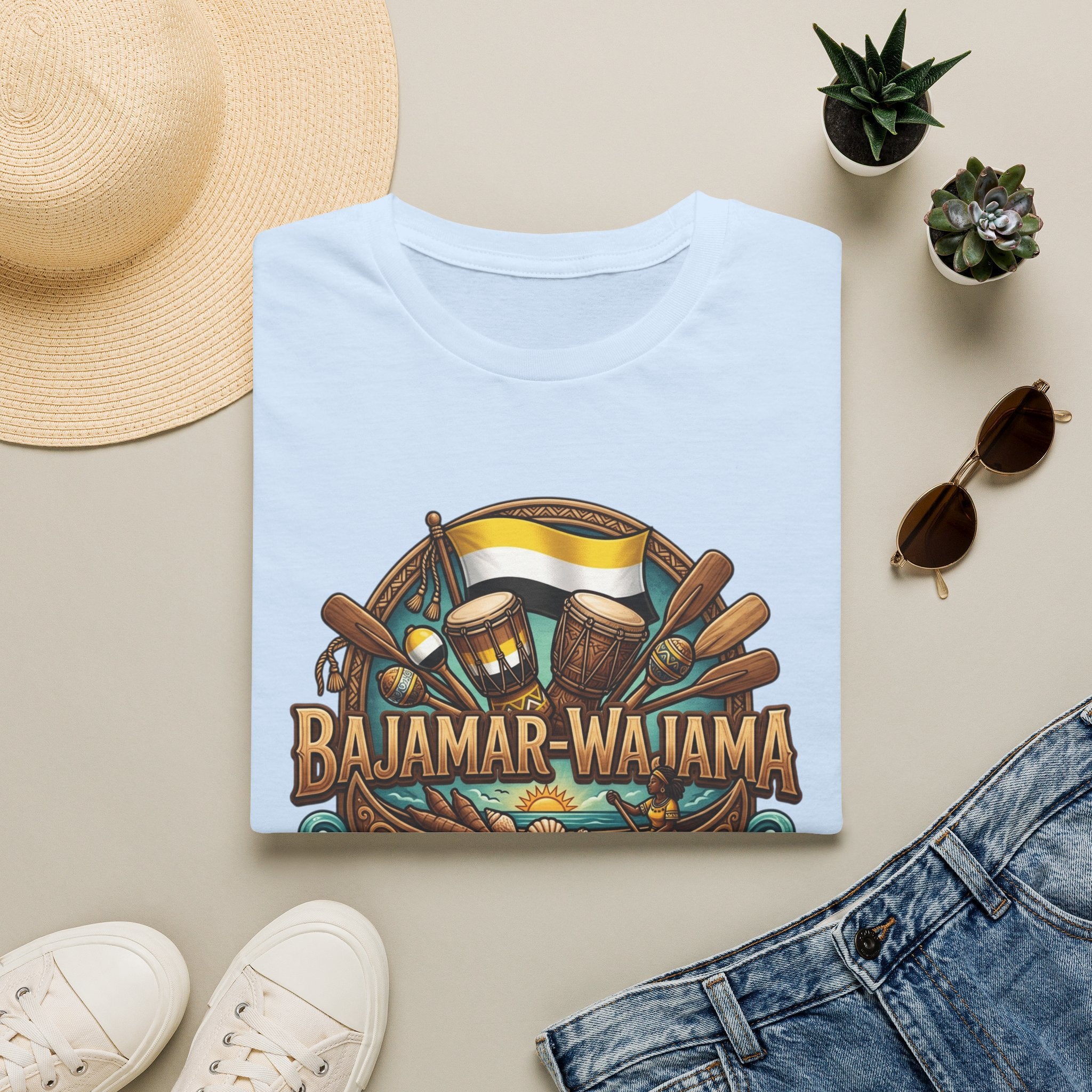 Bajamar-Wajama Cultural Festival T-Shirt – Tropical Drums & Surf Crest Tee