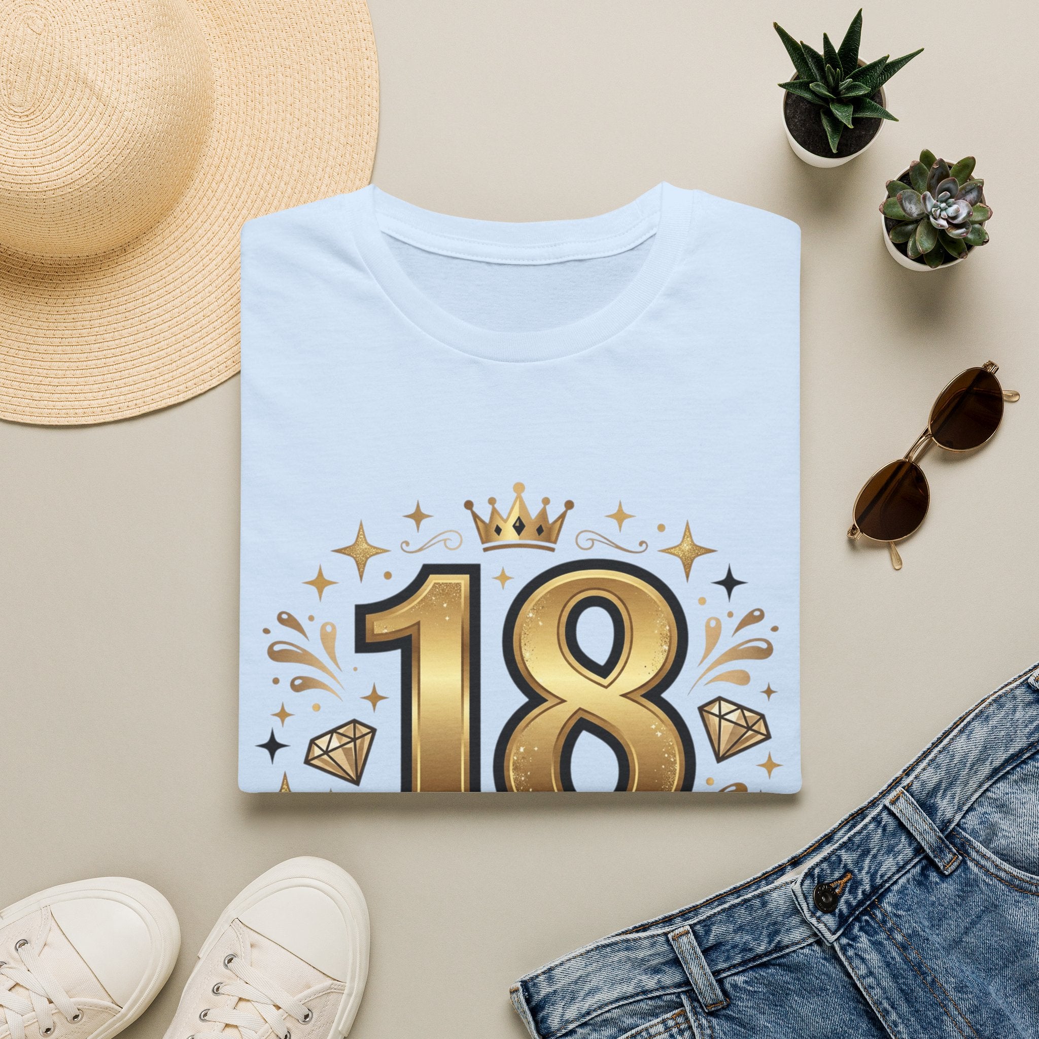 18th Birthday T-Shirt — "Finally 18" Gold Celebration Tee
