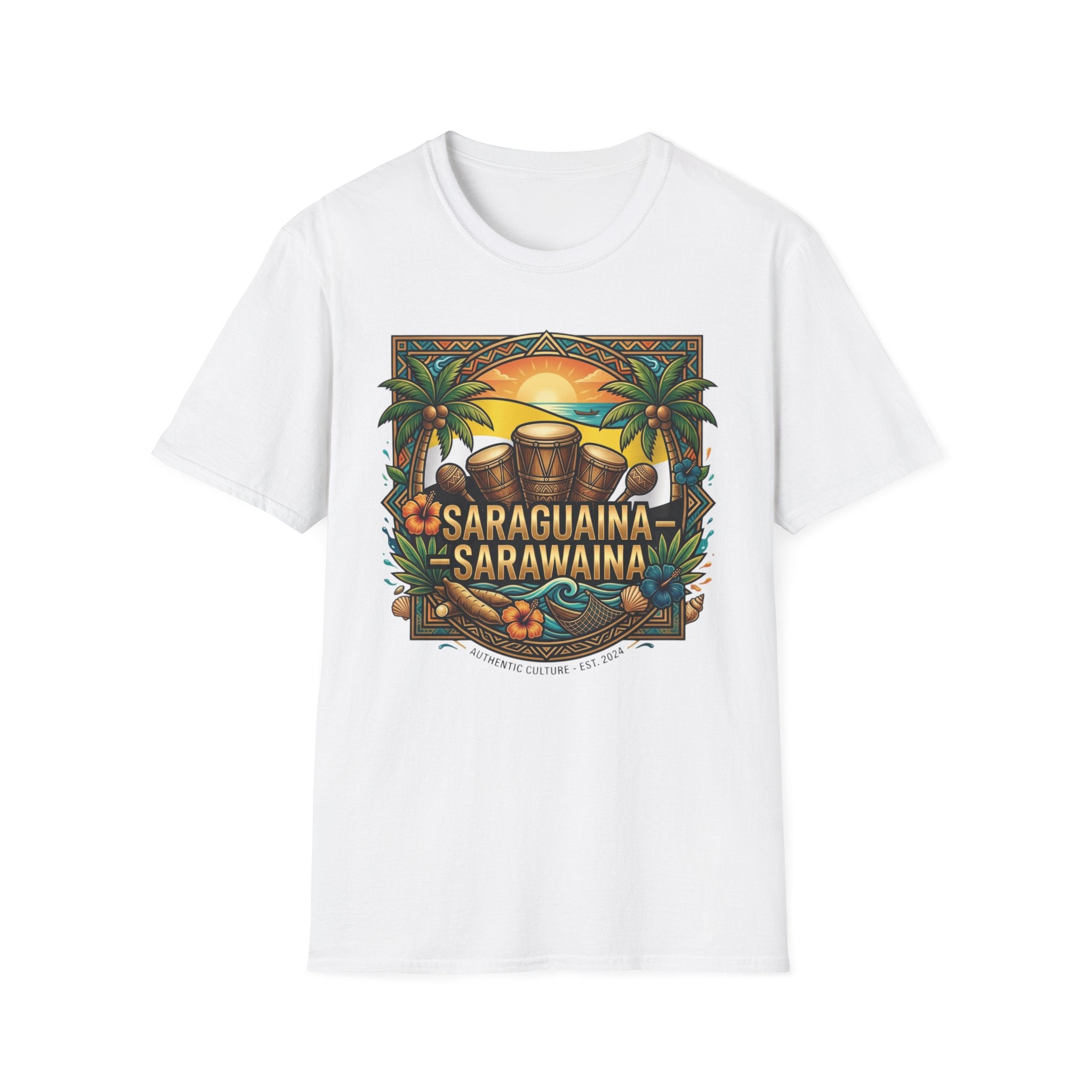 T-Shirt — Saraguaina Tropical Drum Sunset Tee