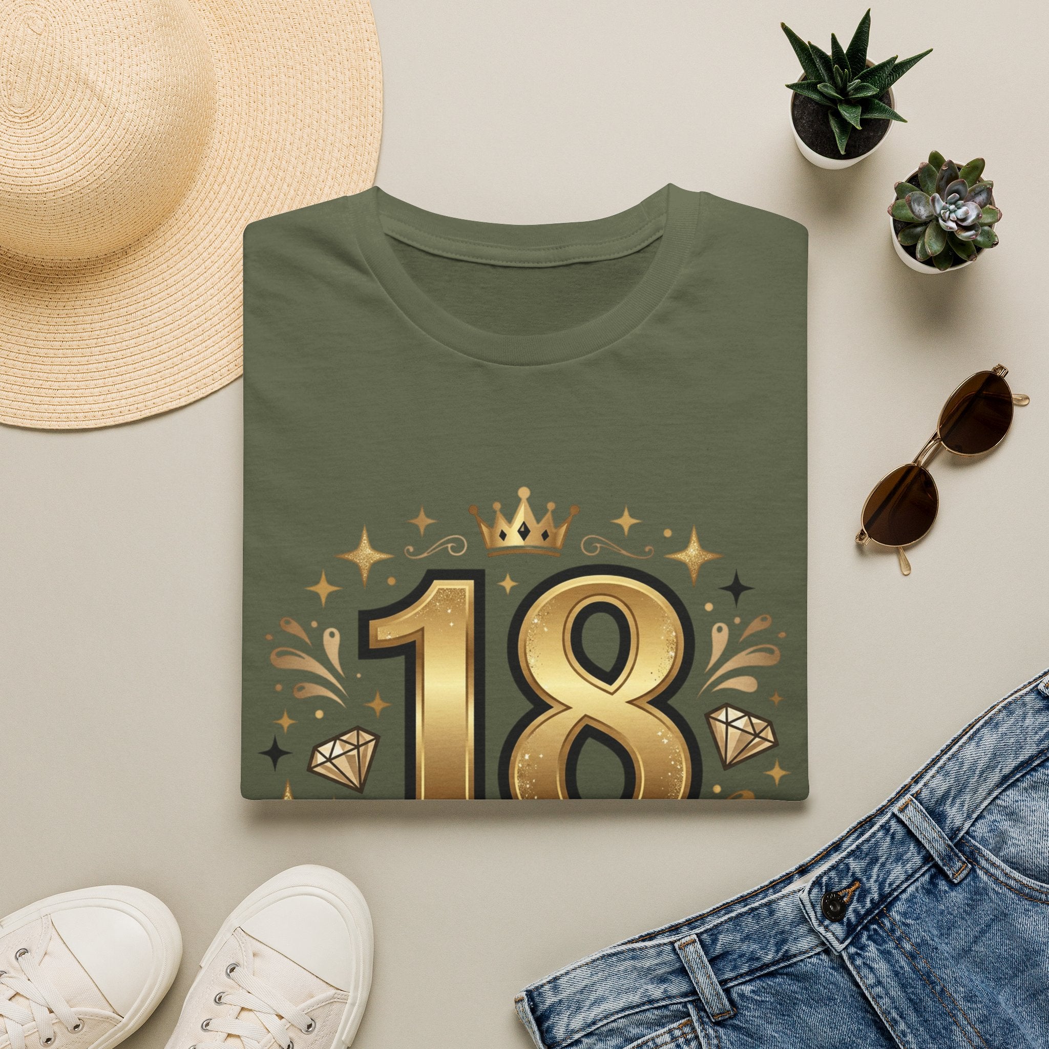 18th Birthday T-Shirt — "Finally 18" Gold Celebration Tee
