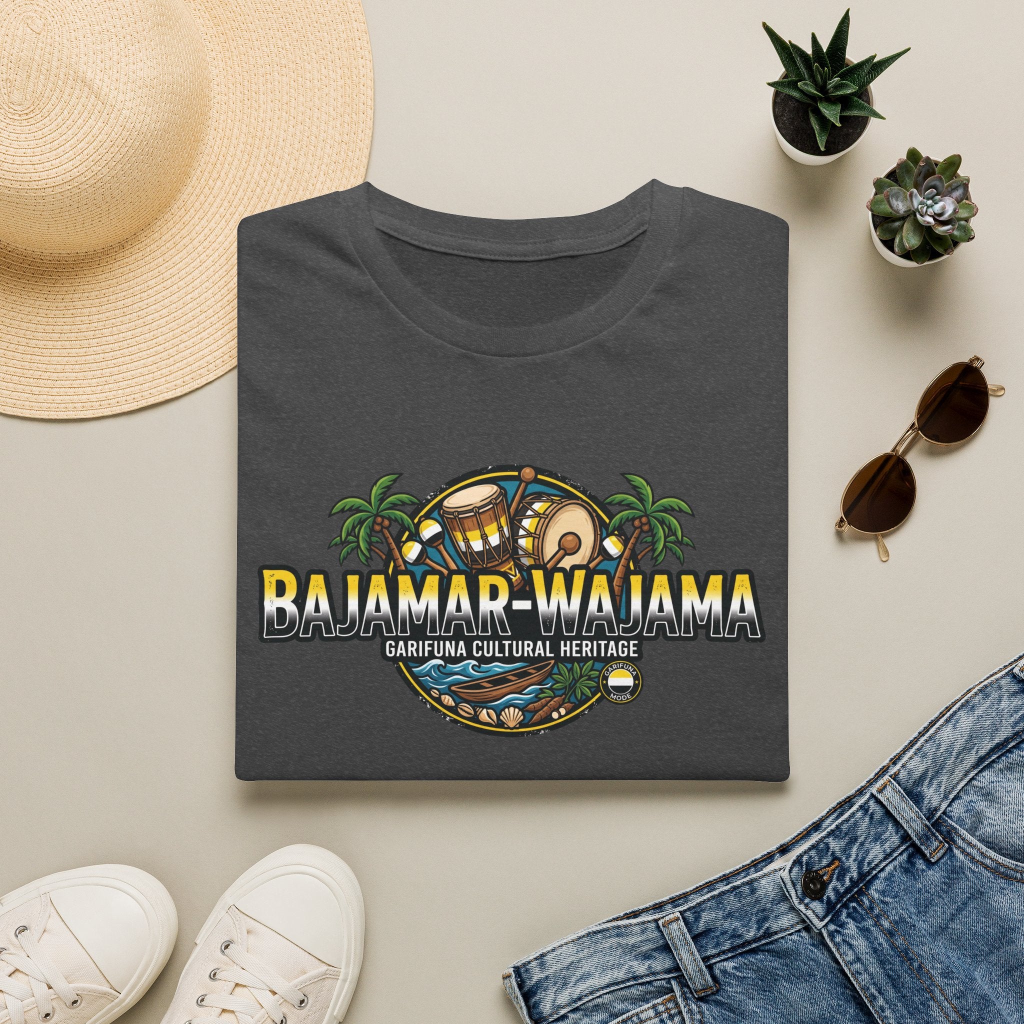 Bajamar-Wajama Cultural Heritage T-Shirt — Garifuna Drum & Island Design