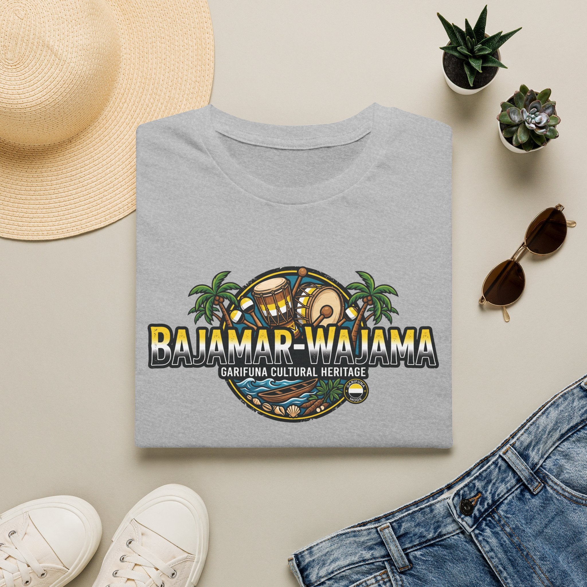 Bajamar-Wajama Cultural Heritage T-Shirt — Garifuna Drum & Island Design