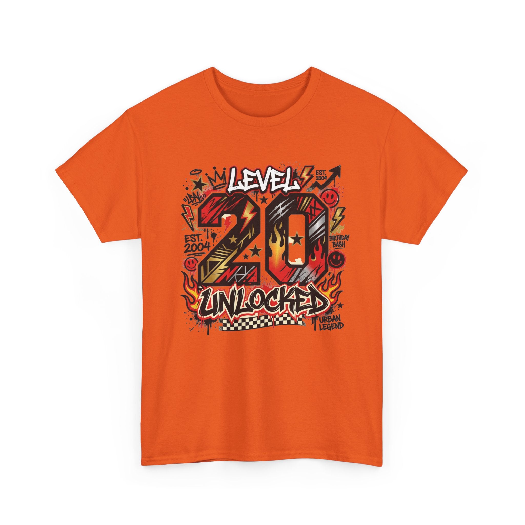 20 Unlocked Birthday T-Shirt — Retro Graffiti Style "Level 20 Unlocked" Tee