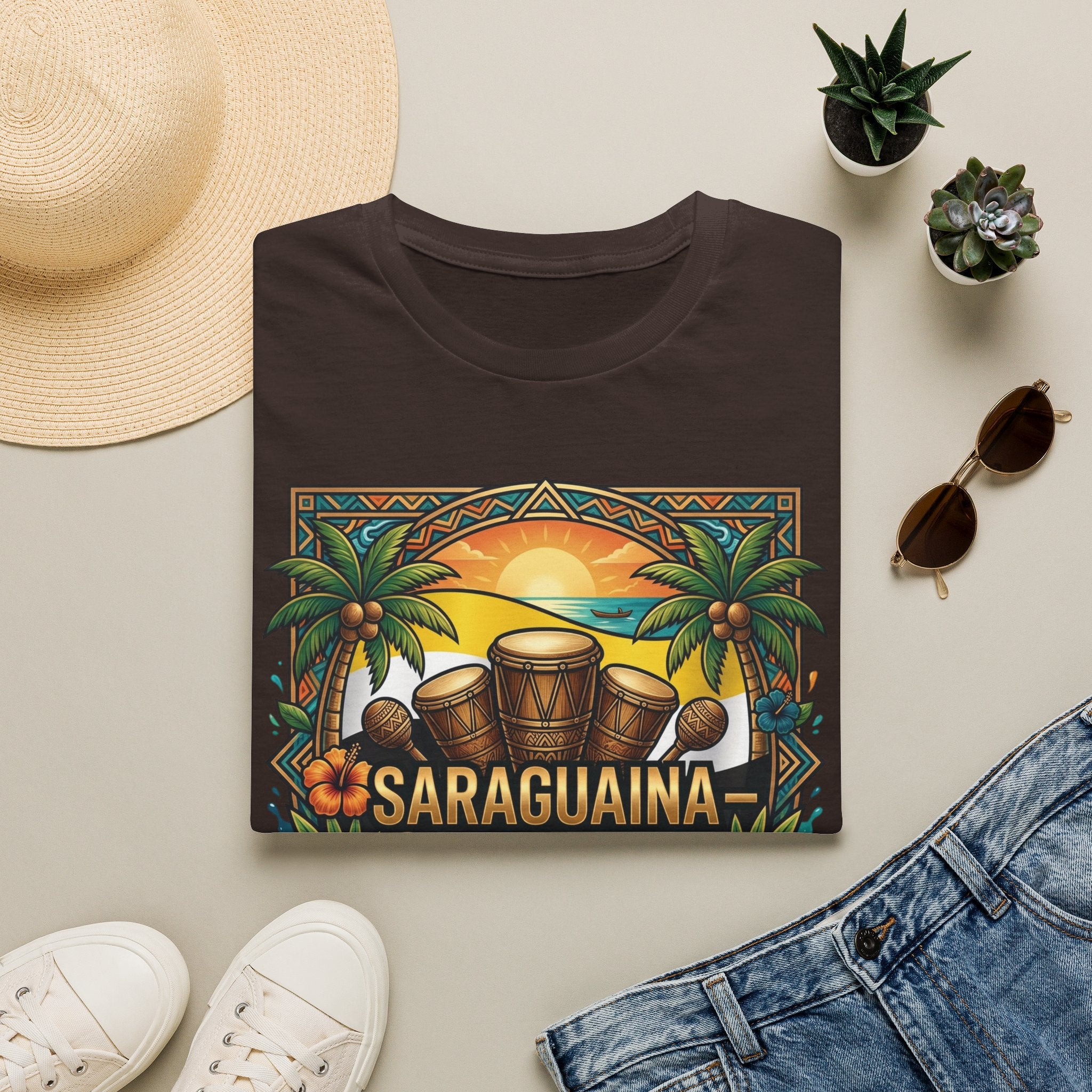 T-Shirt — Saraguaina Tropical Drum Sunset Tee