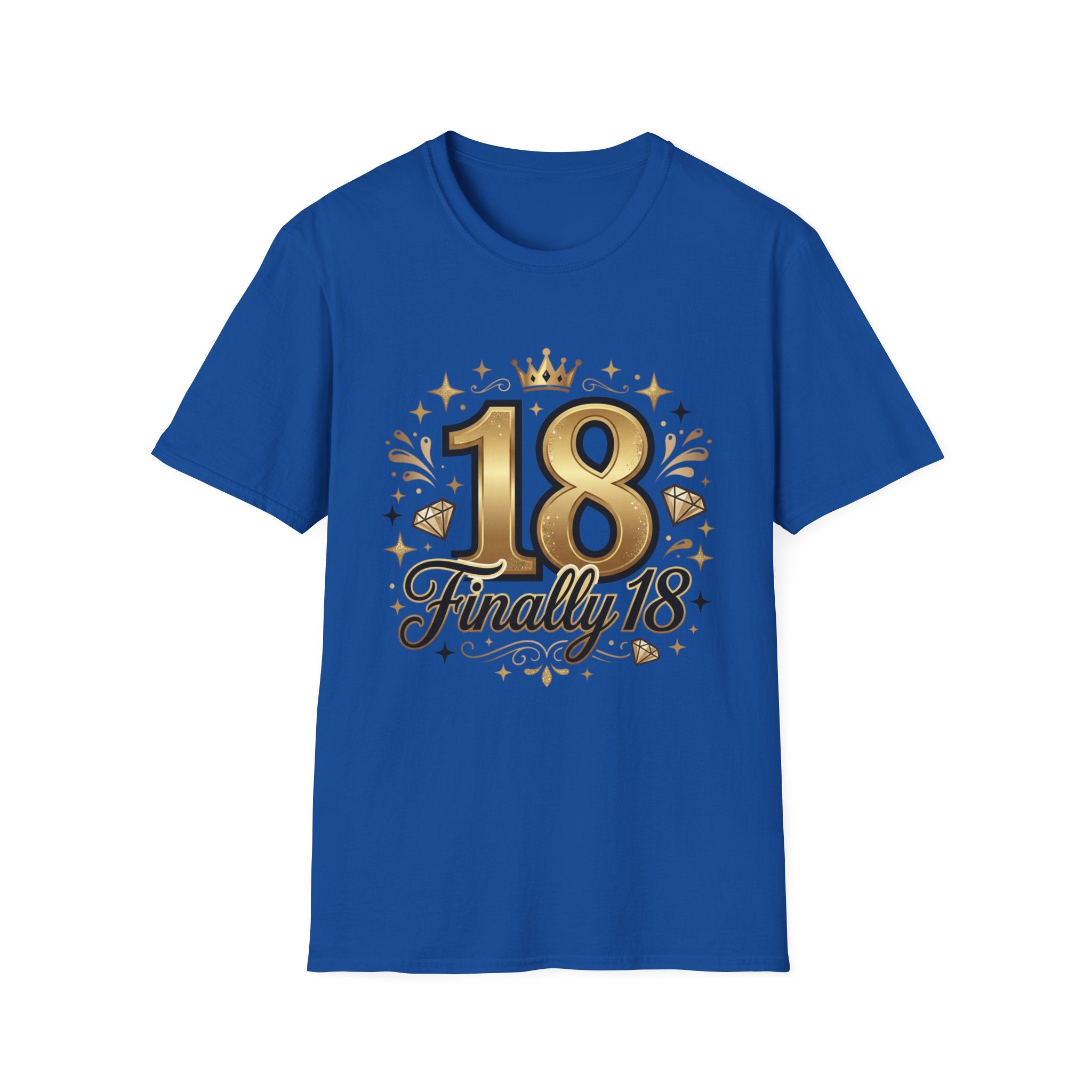 18th Birthday T-Shirt — "Finally 18" Gold Celebration Tee