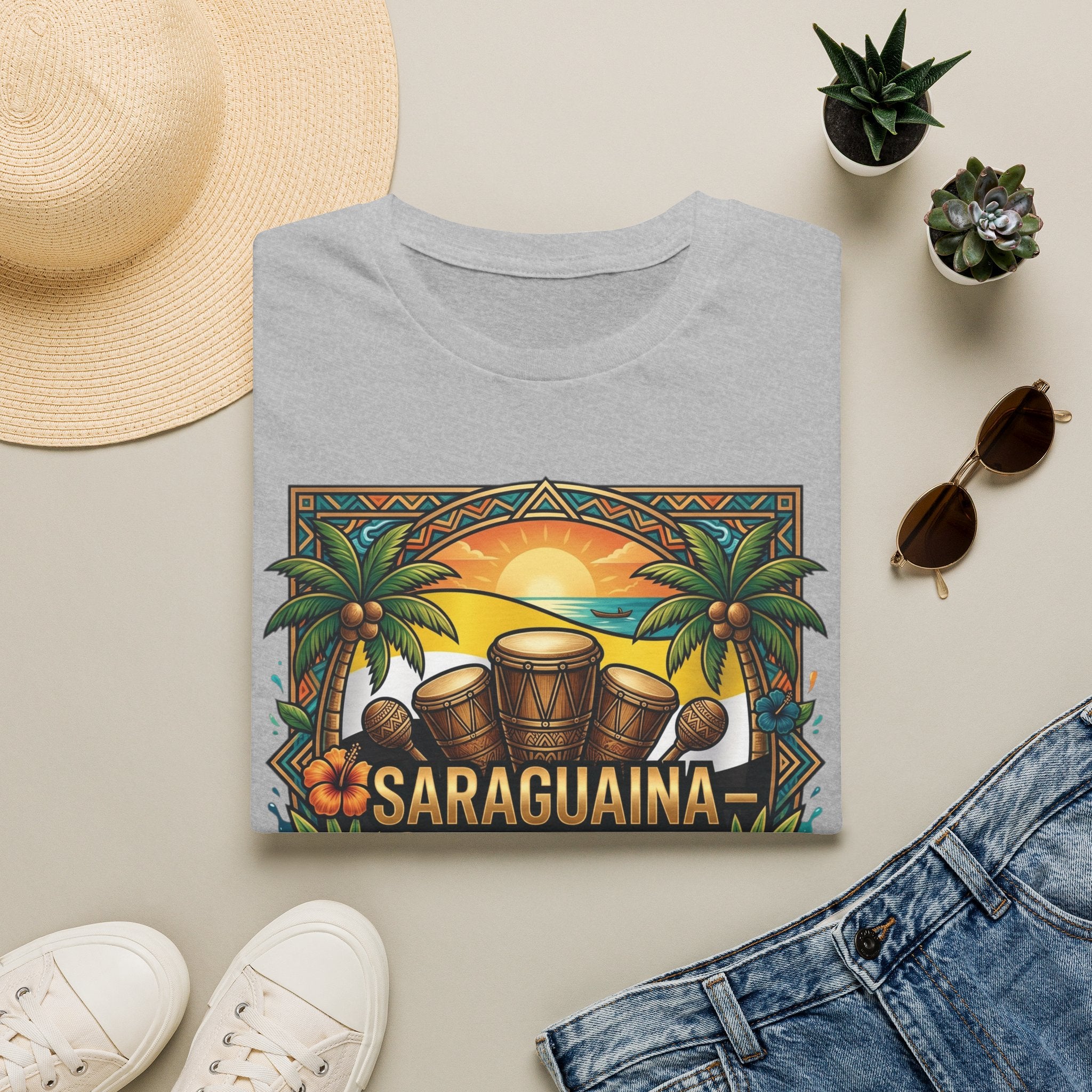 T-Shirt — Saraguaina Tropical Drum Sunset Tee